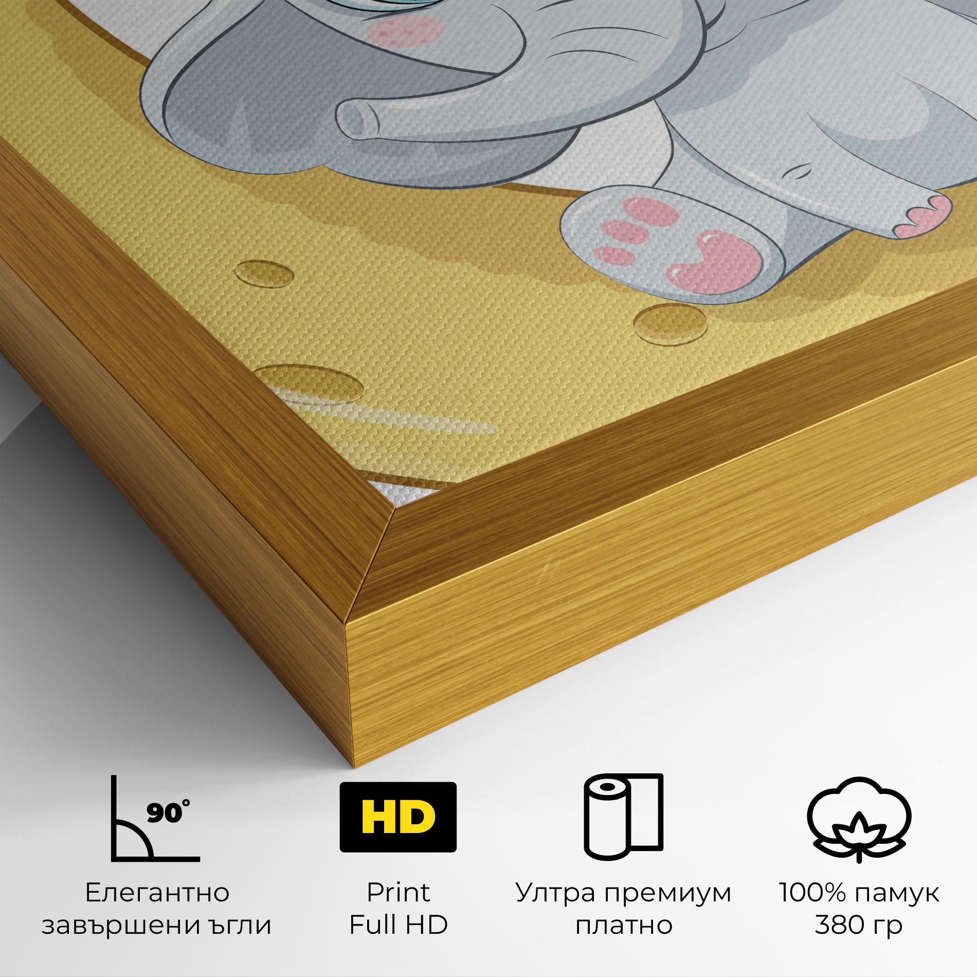 Картина на платно Cute Elephant Moon mockup 4