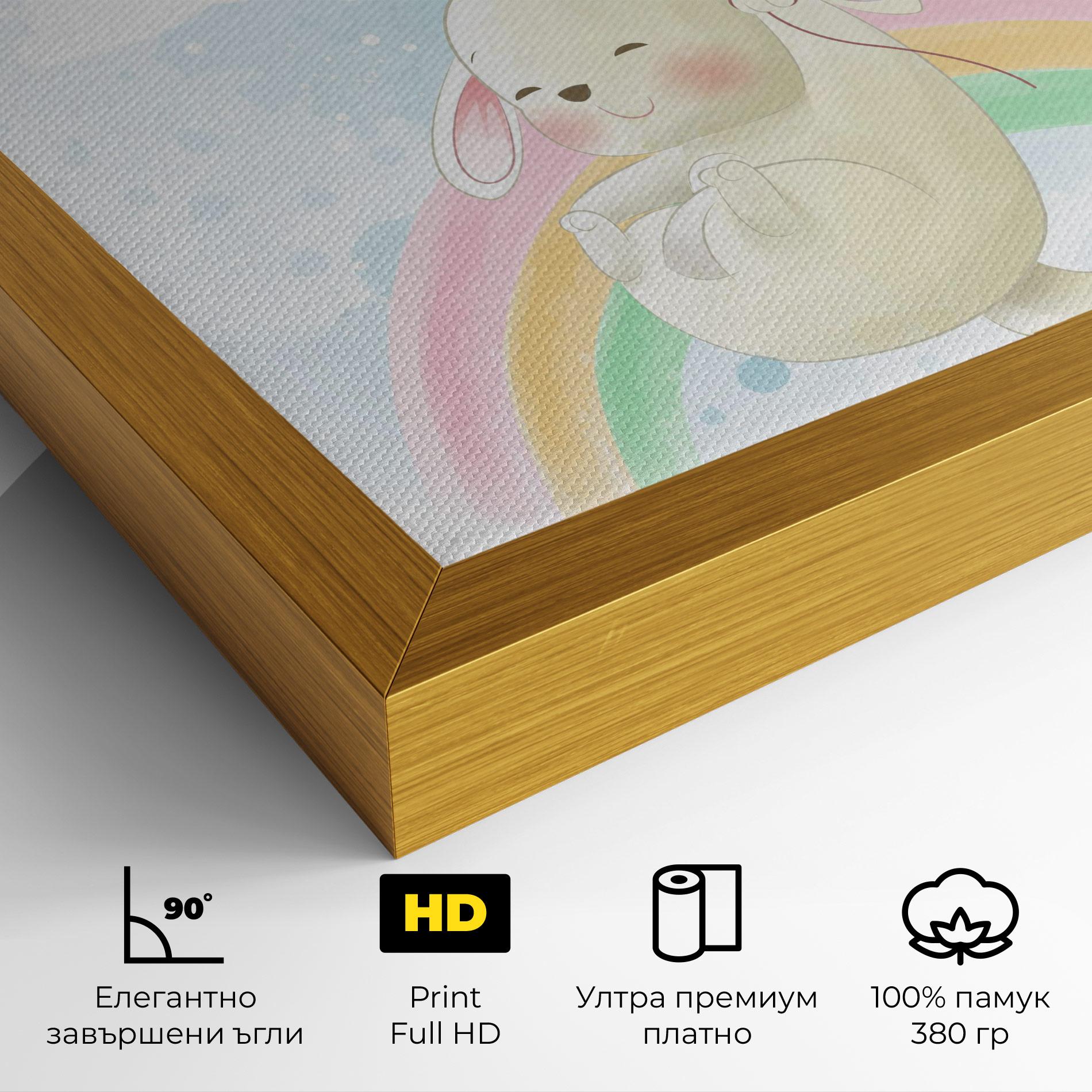 Картина на платно Rainbow Bunny Art mockup 4