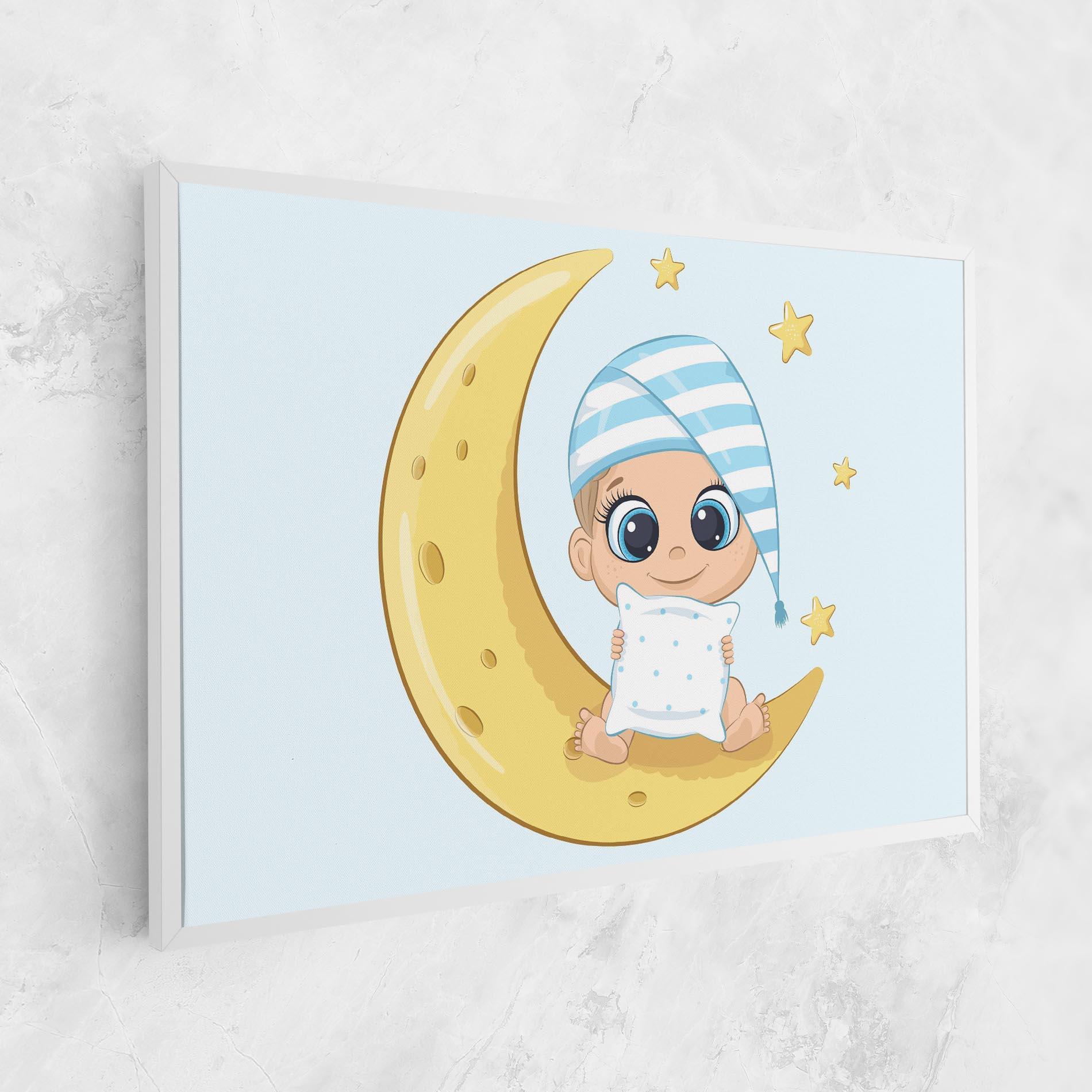Картина на платно Baby On Moon mockup 1