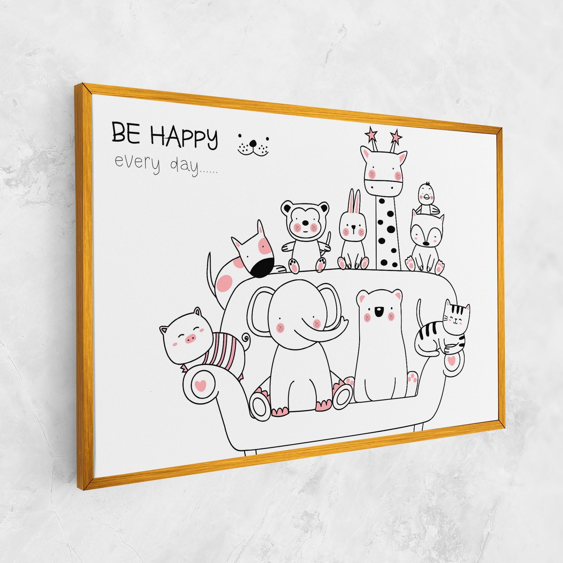 Картина на платно Be Happy Animals mockup 1