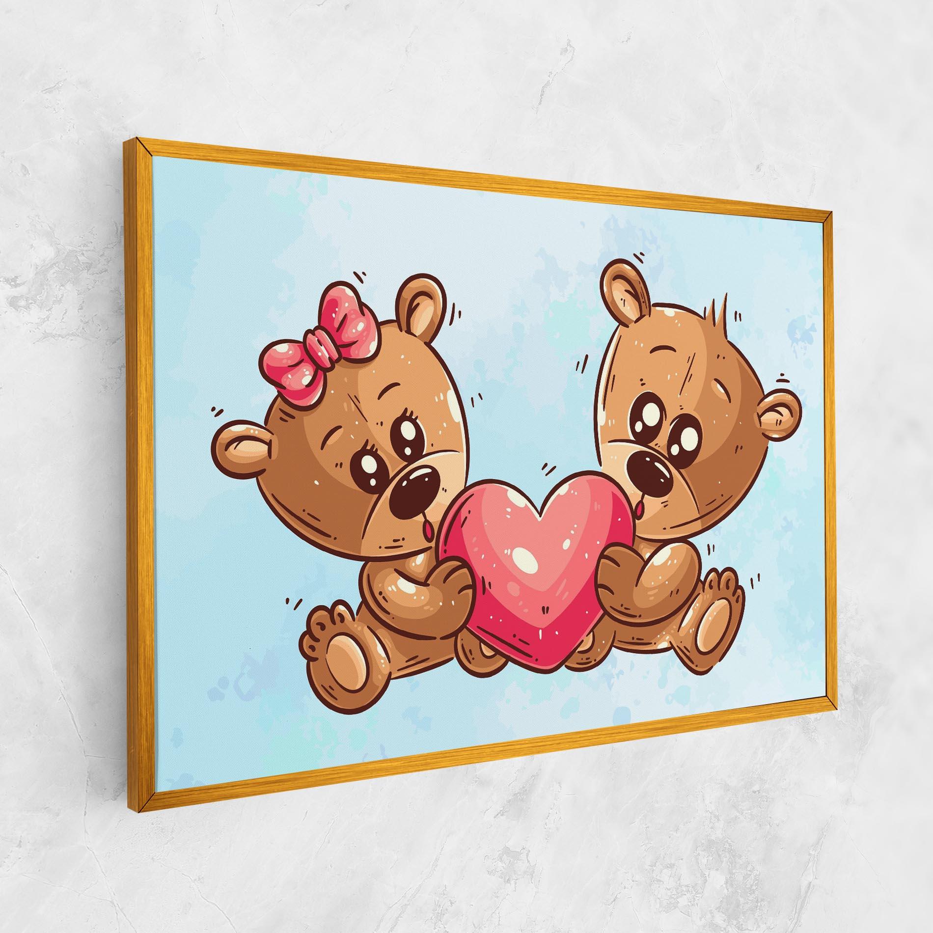 Картина на платно Bear Holding Heart mockup 1