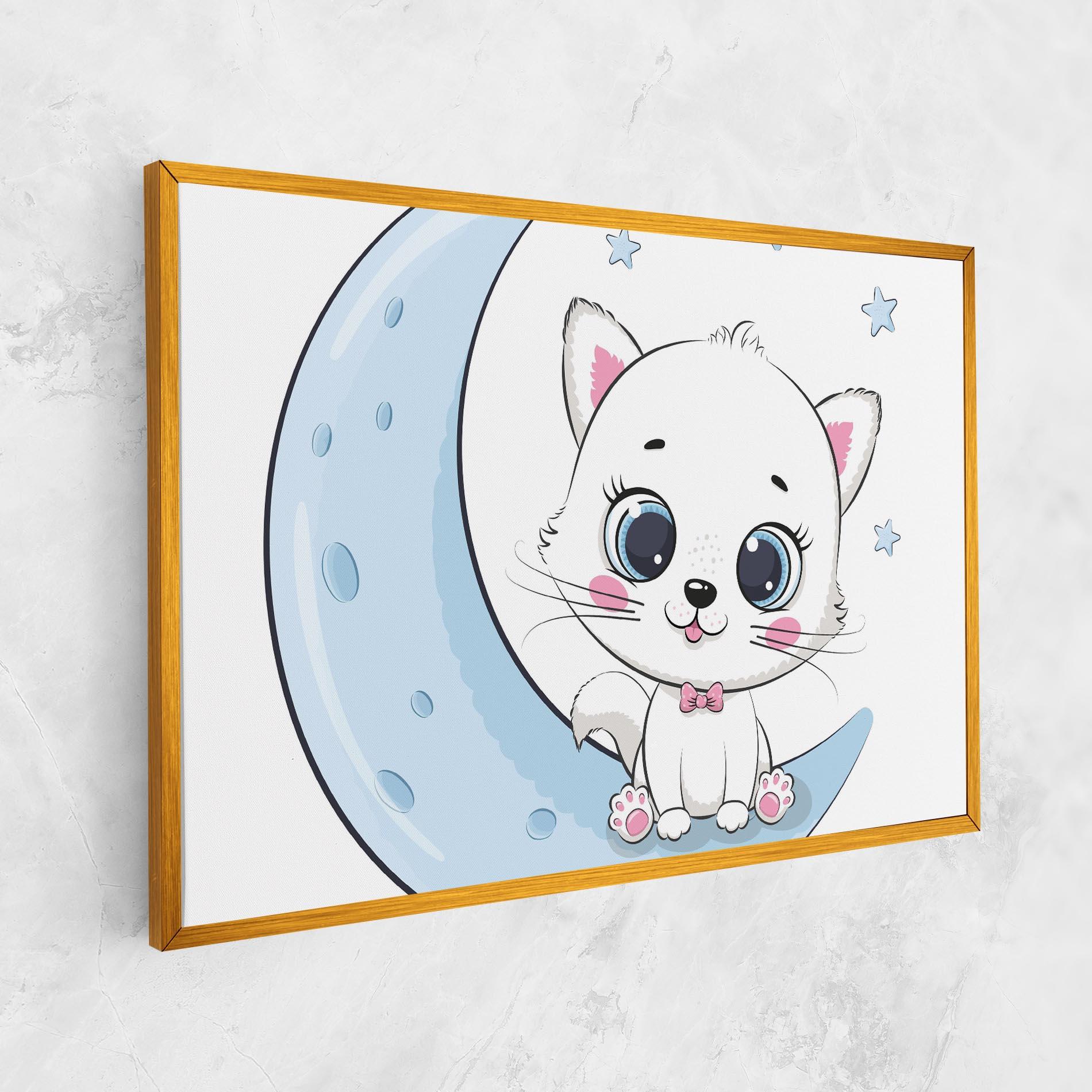 Картина на платно Blue Moon Cat mockup 1