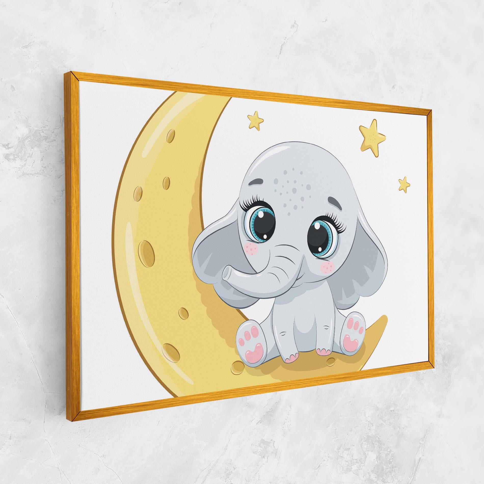 Картина на платно Cute Elephant Moon mockup 1