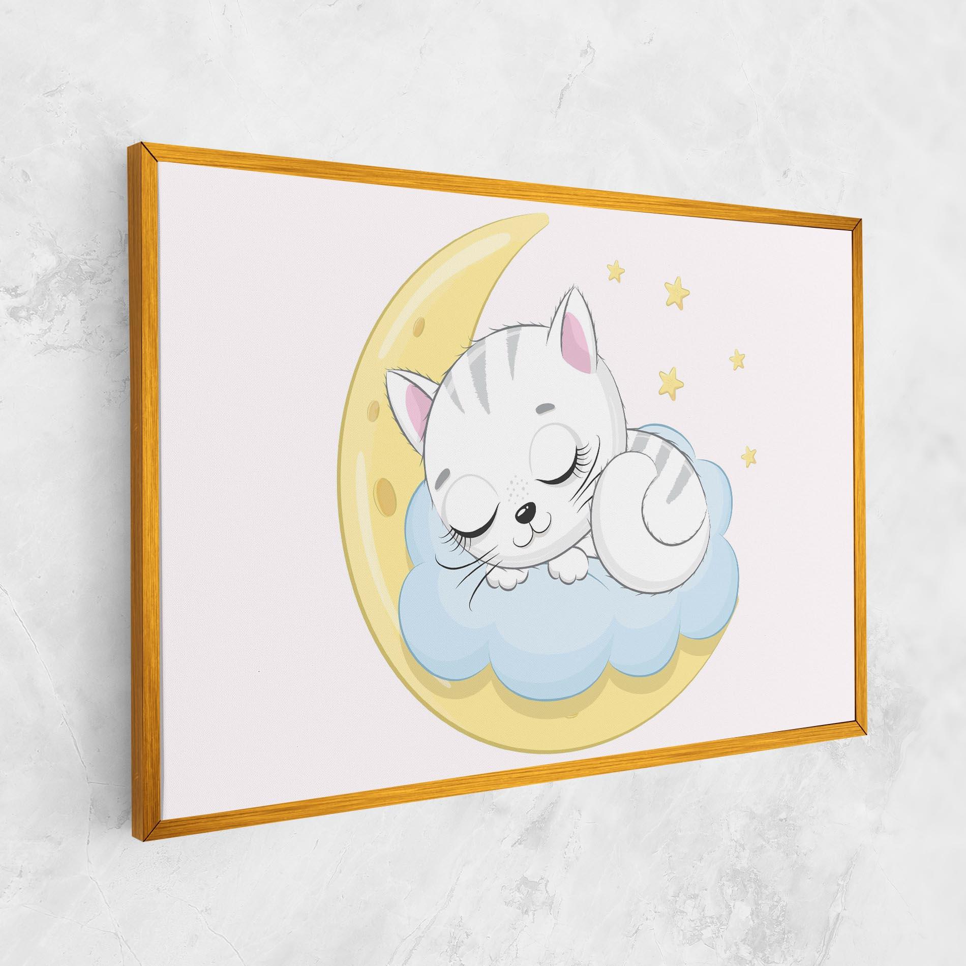 Картина на платно Moon Cat Sleeping mockup 1