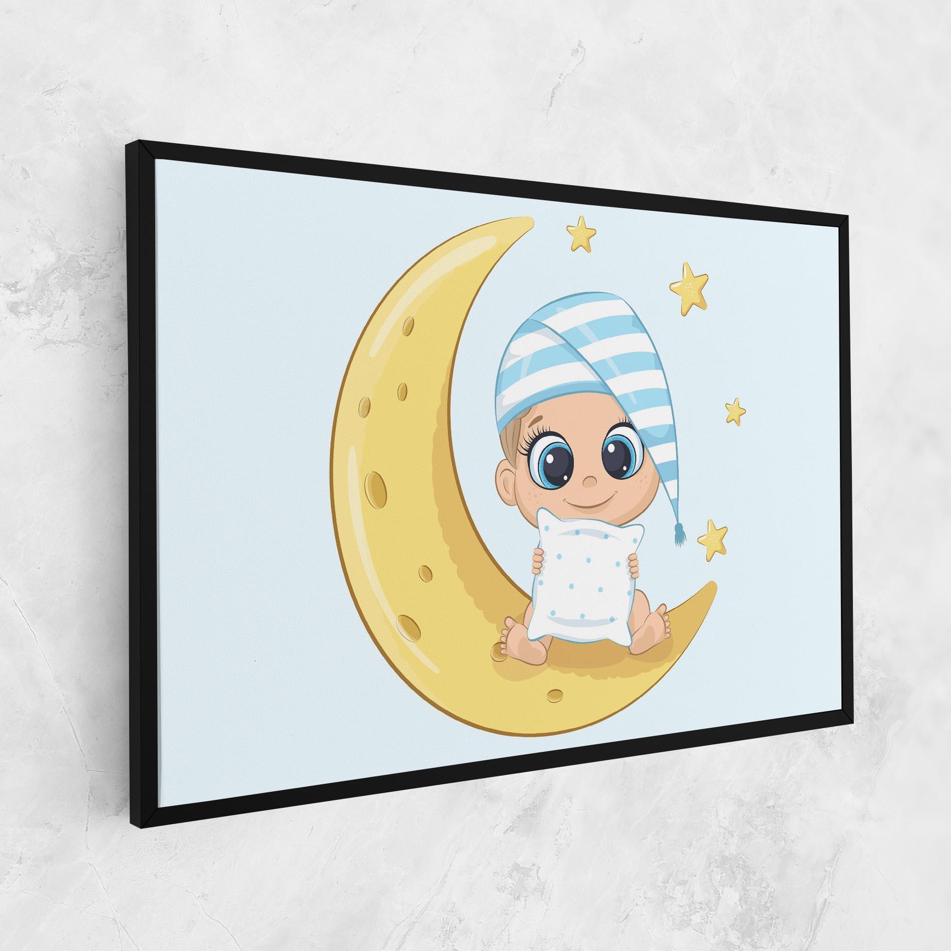 Картина на платно Baby On Moon mockup 1