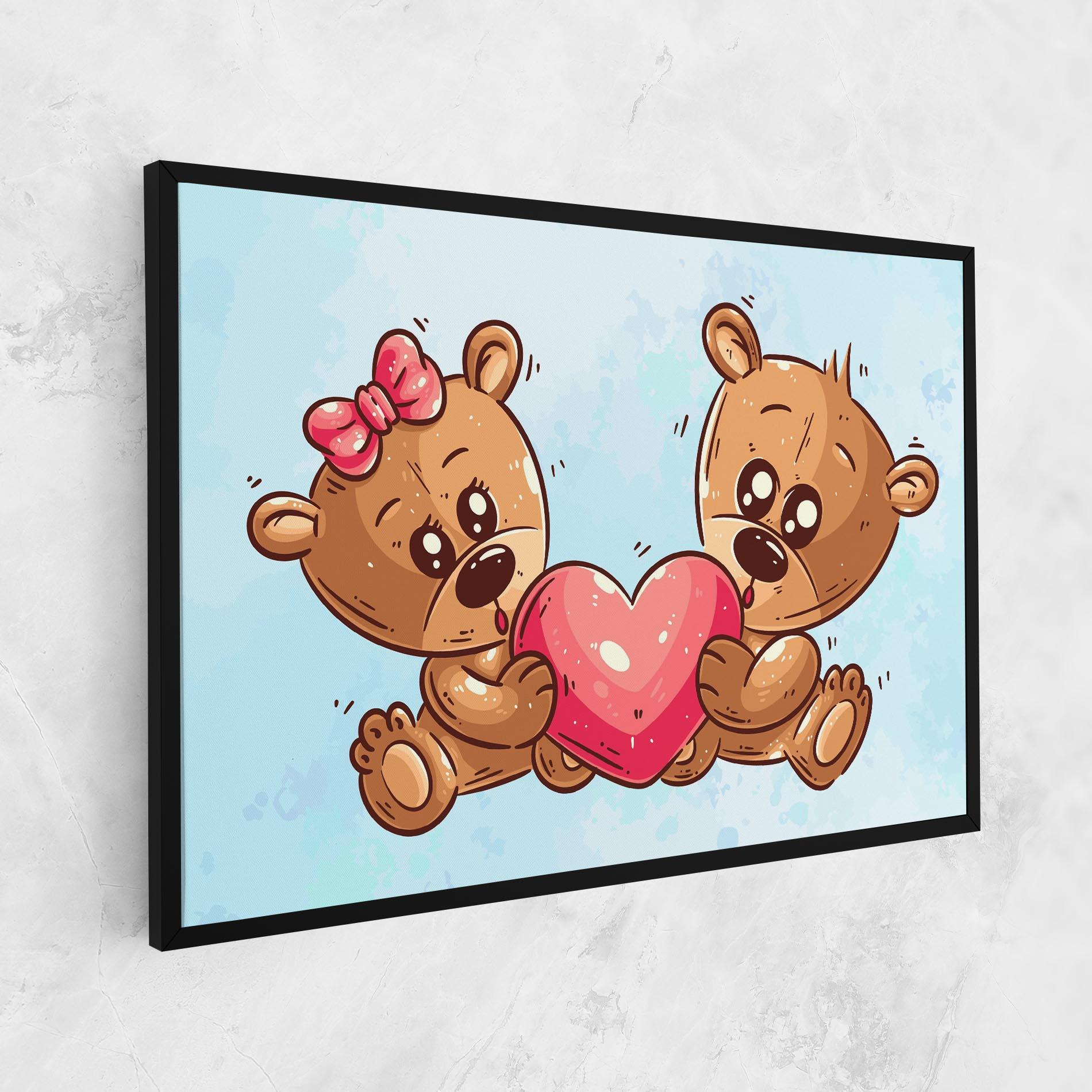 Картина на платно Bear Holding Heart mockup 1