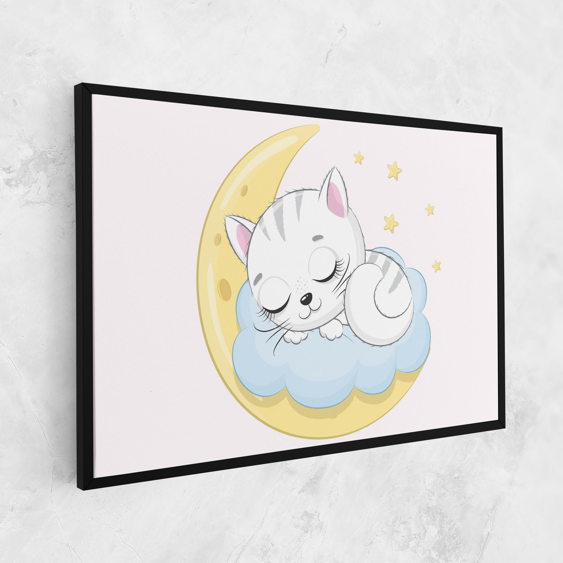 Картина на платно Moon Cat Sleeping mockup 1