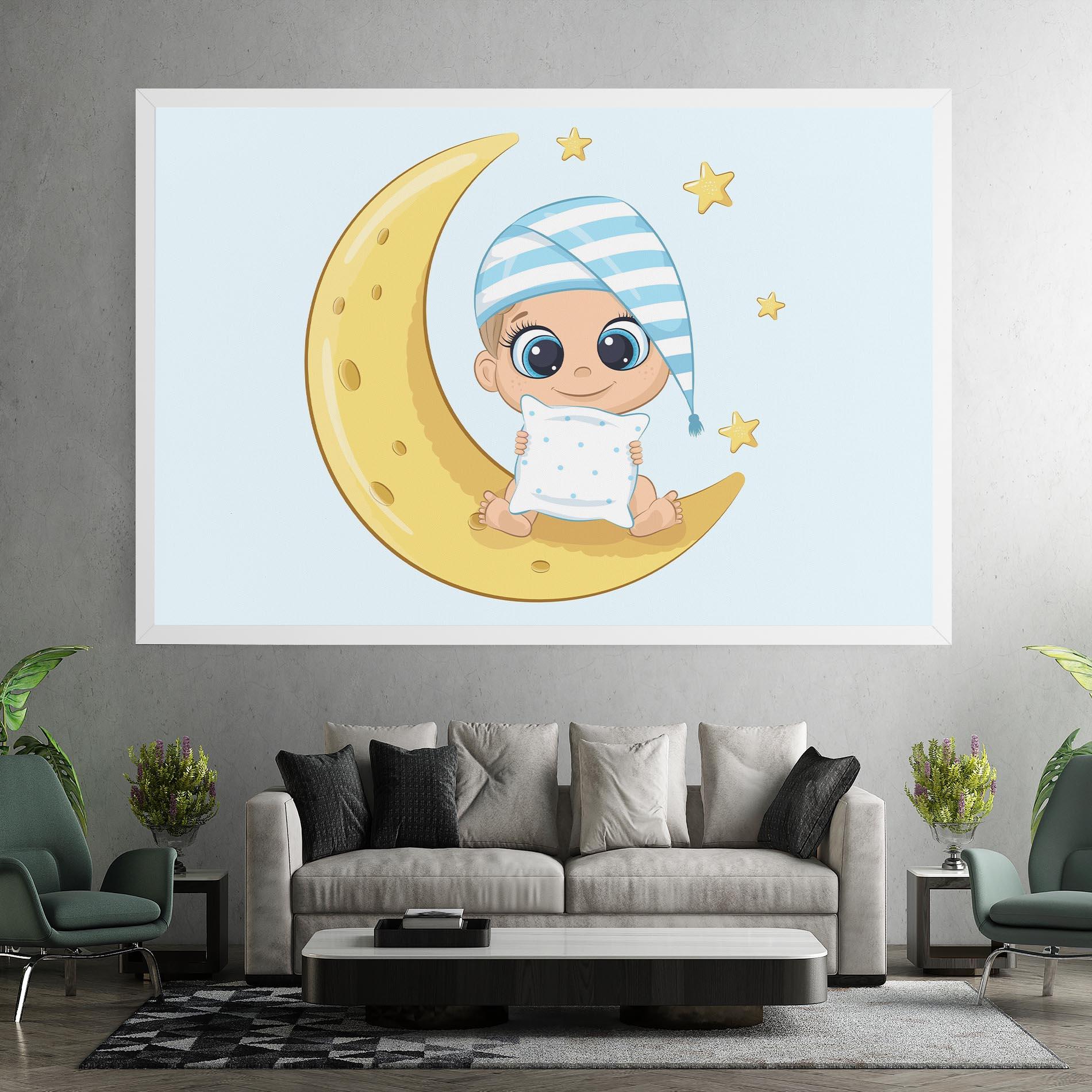 Картина на платно Baby On Moon mockup 7