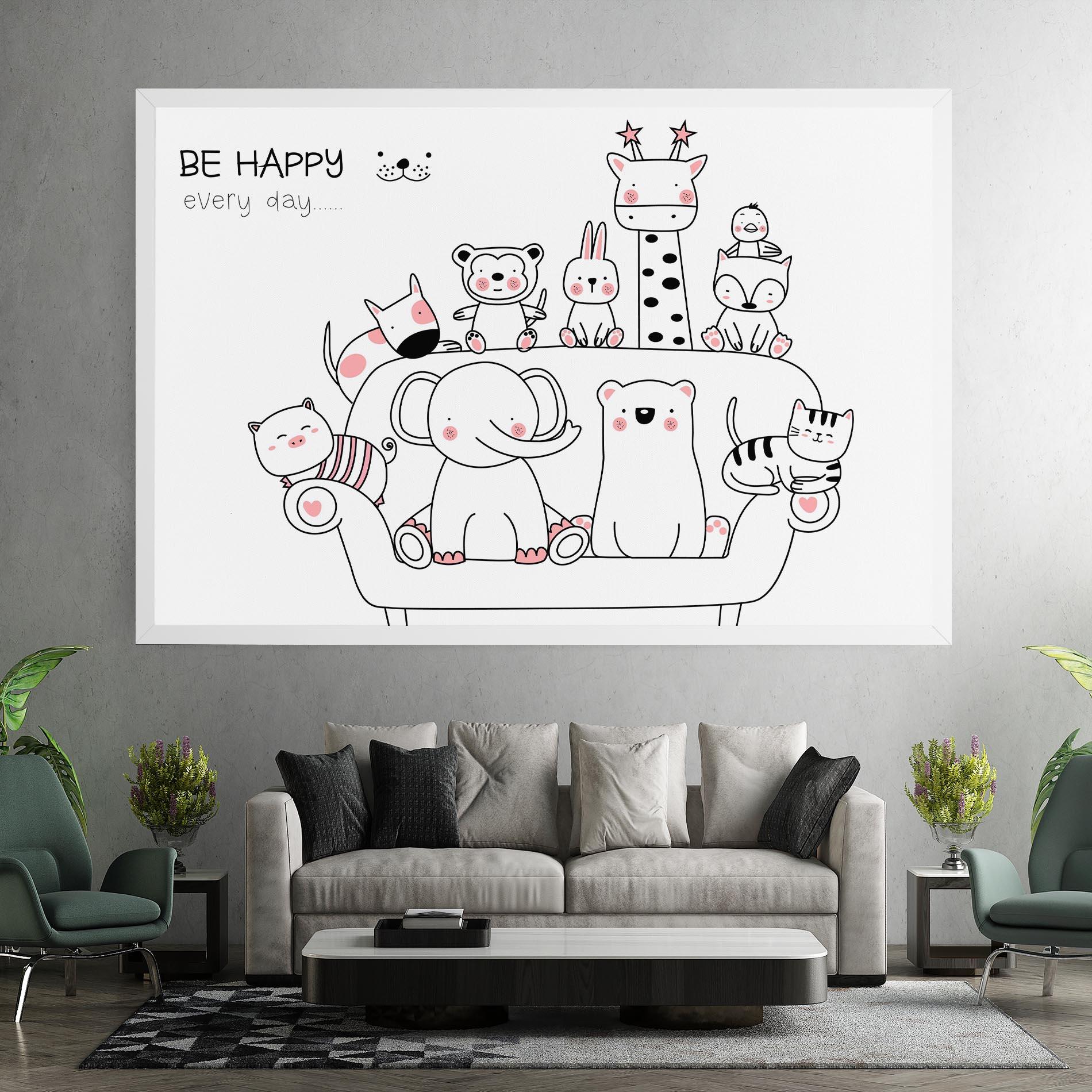Картина на платно Be Happy Animals mockup 7
