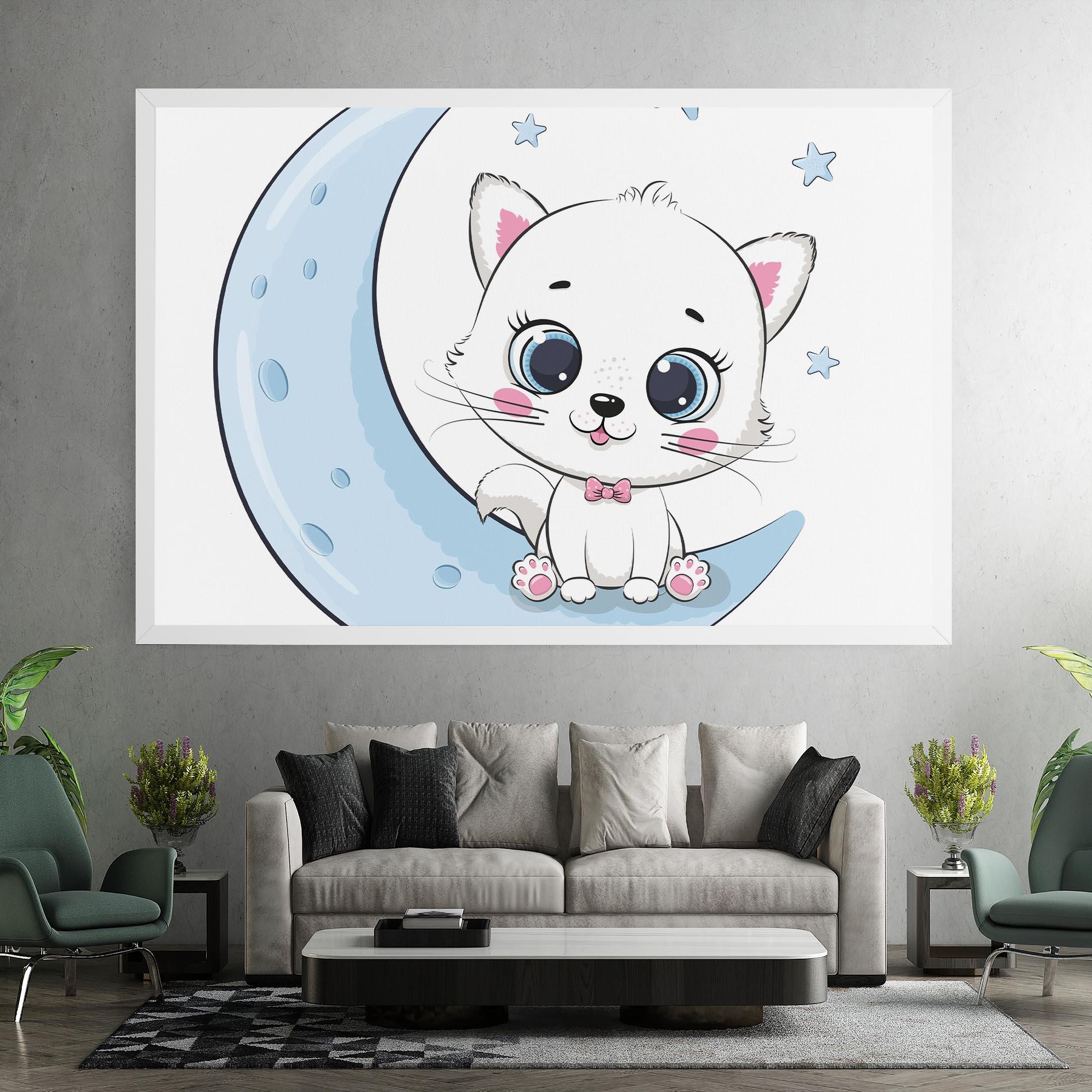 Картина на платно Blue Moon Cat mockup 7