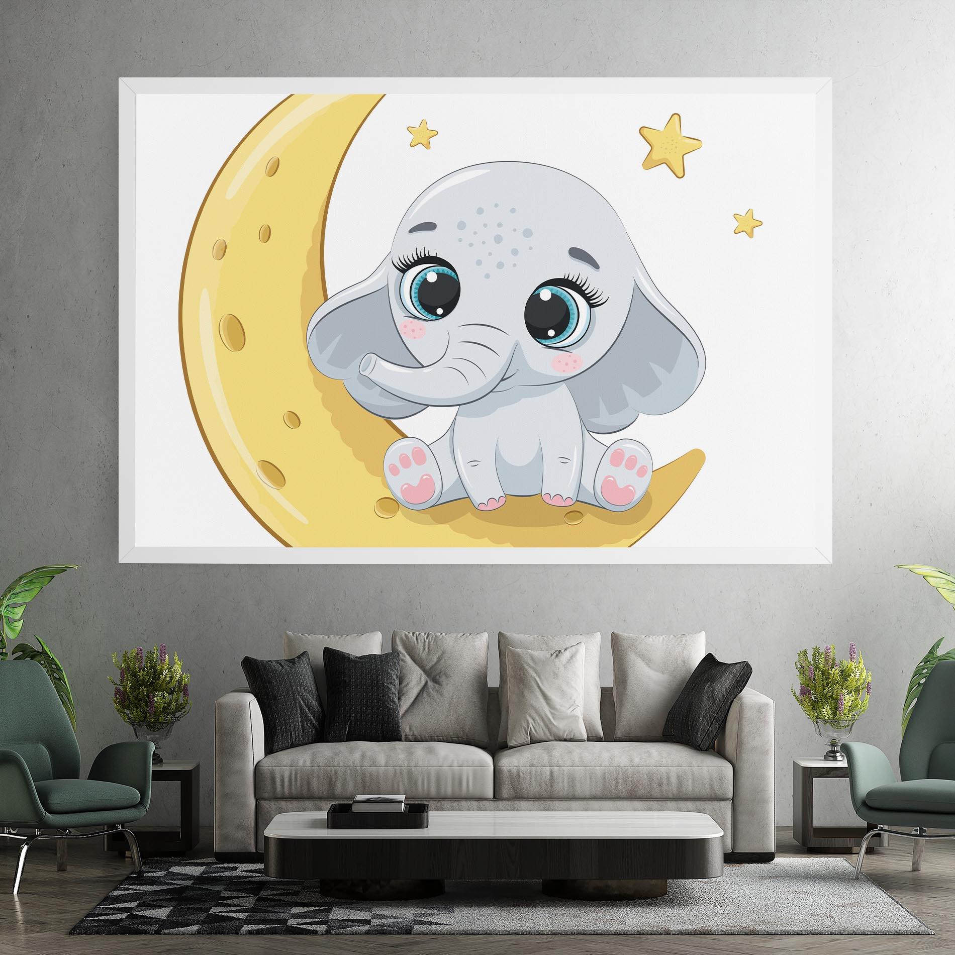 Картина на платно Cute Elephant Moon mockup 7