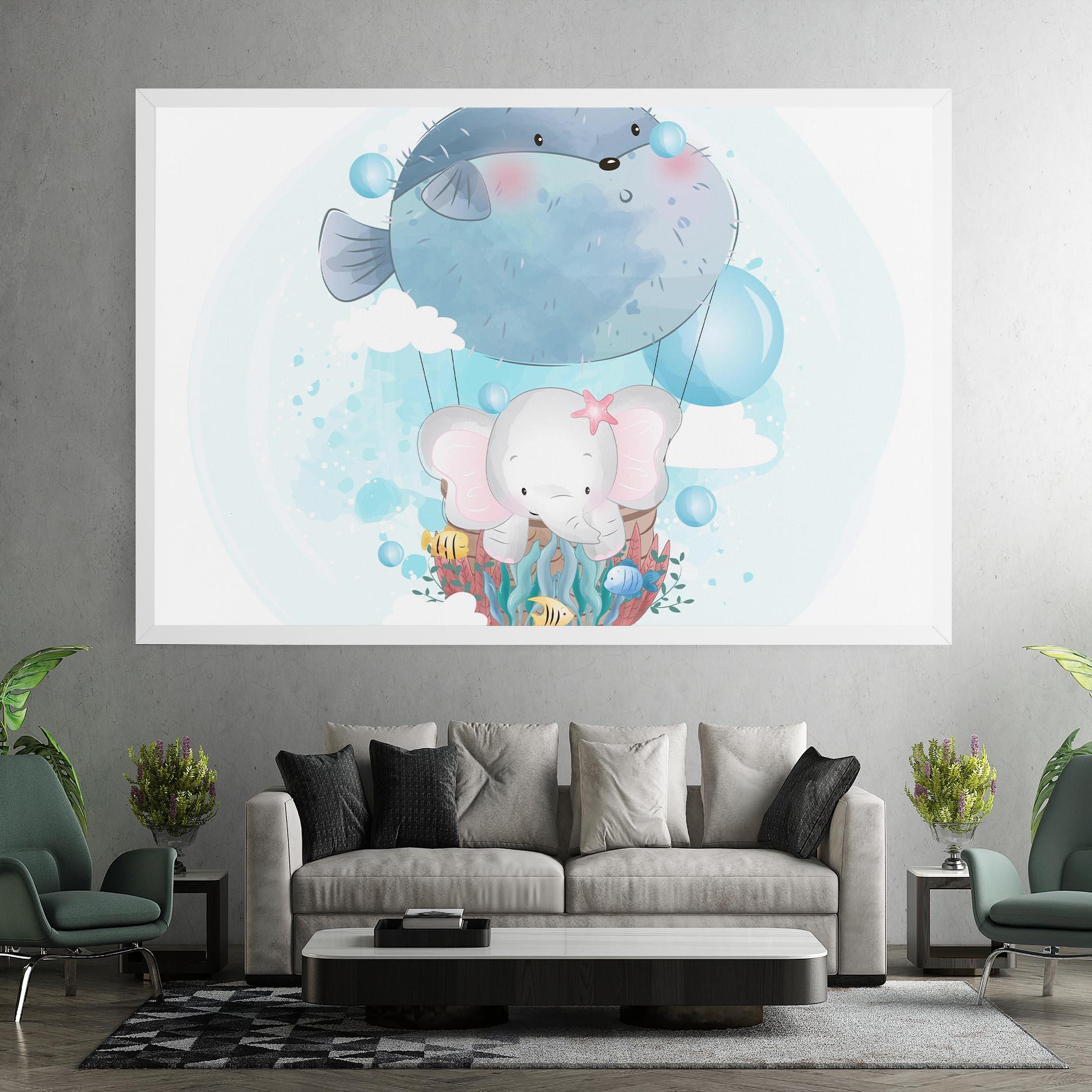Картина на платно Swiming Elephant mockup 7