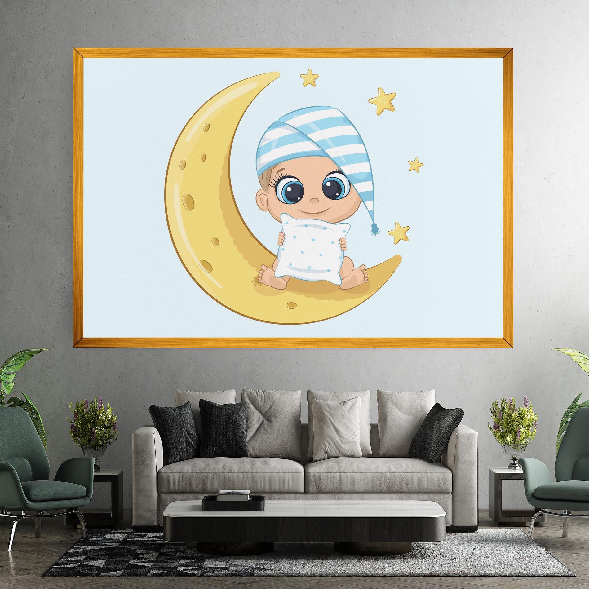 Картина на платно Baby On Moon mockup 7