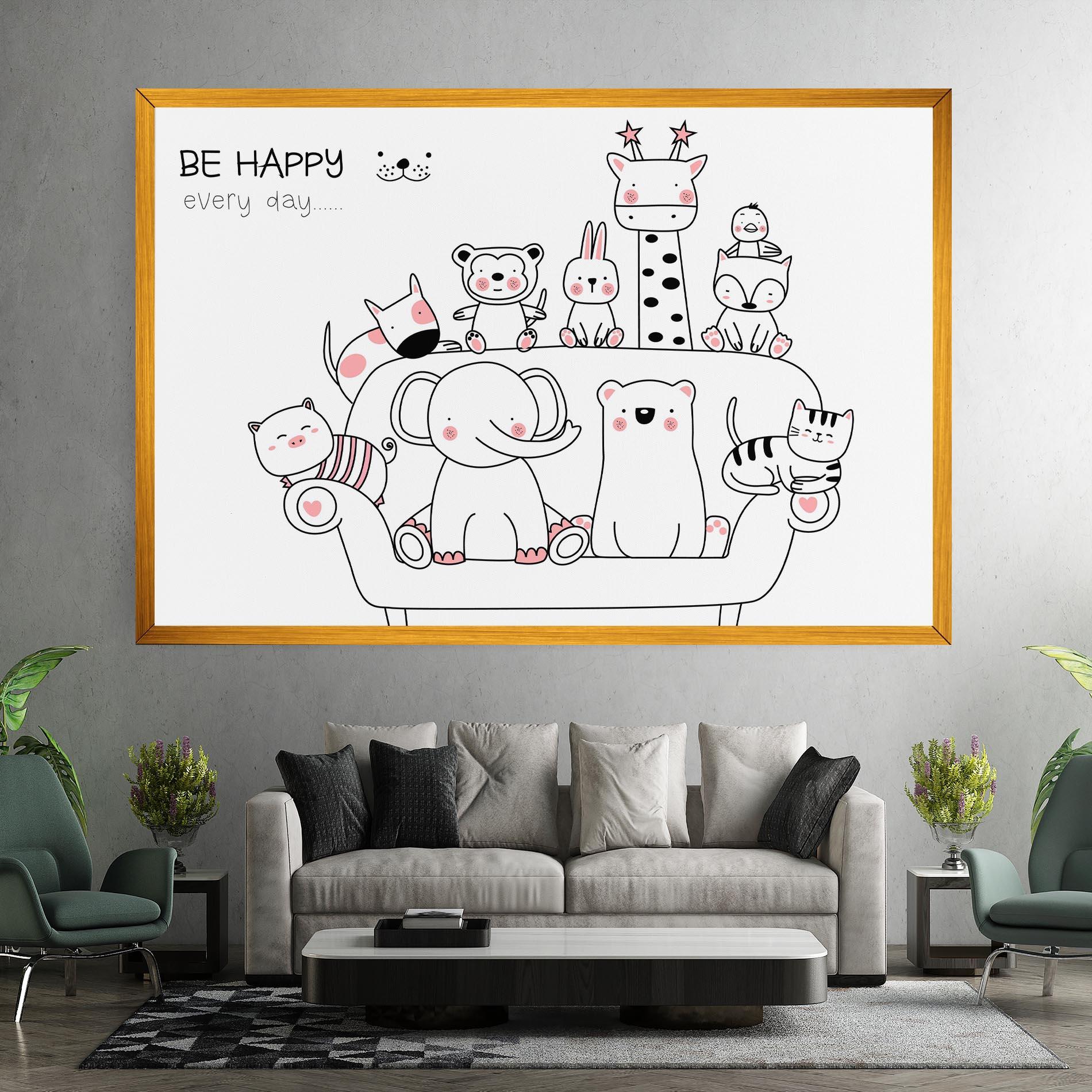 Картина на платно Be Happy Animals mockup 7