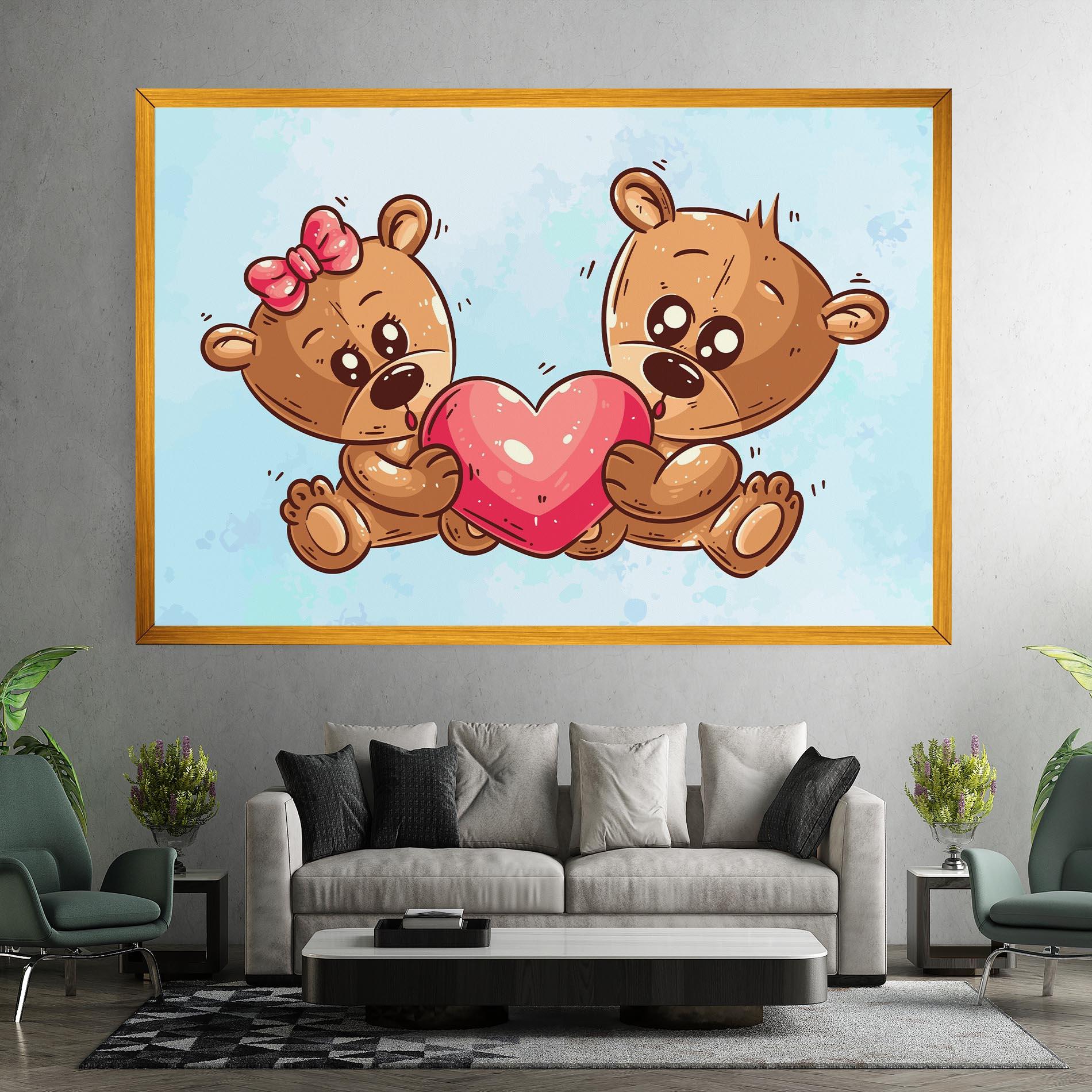 Картина на платно Bear Holding Heart mockup 7