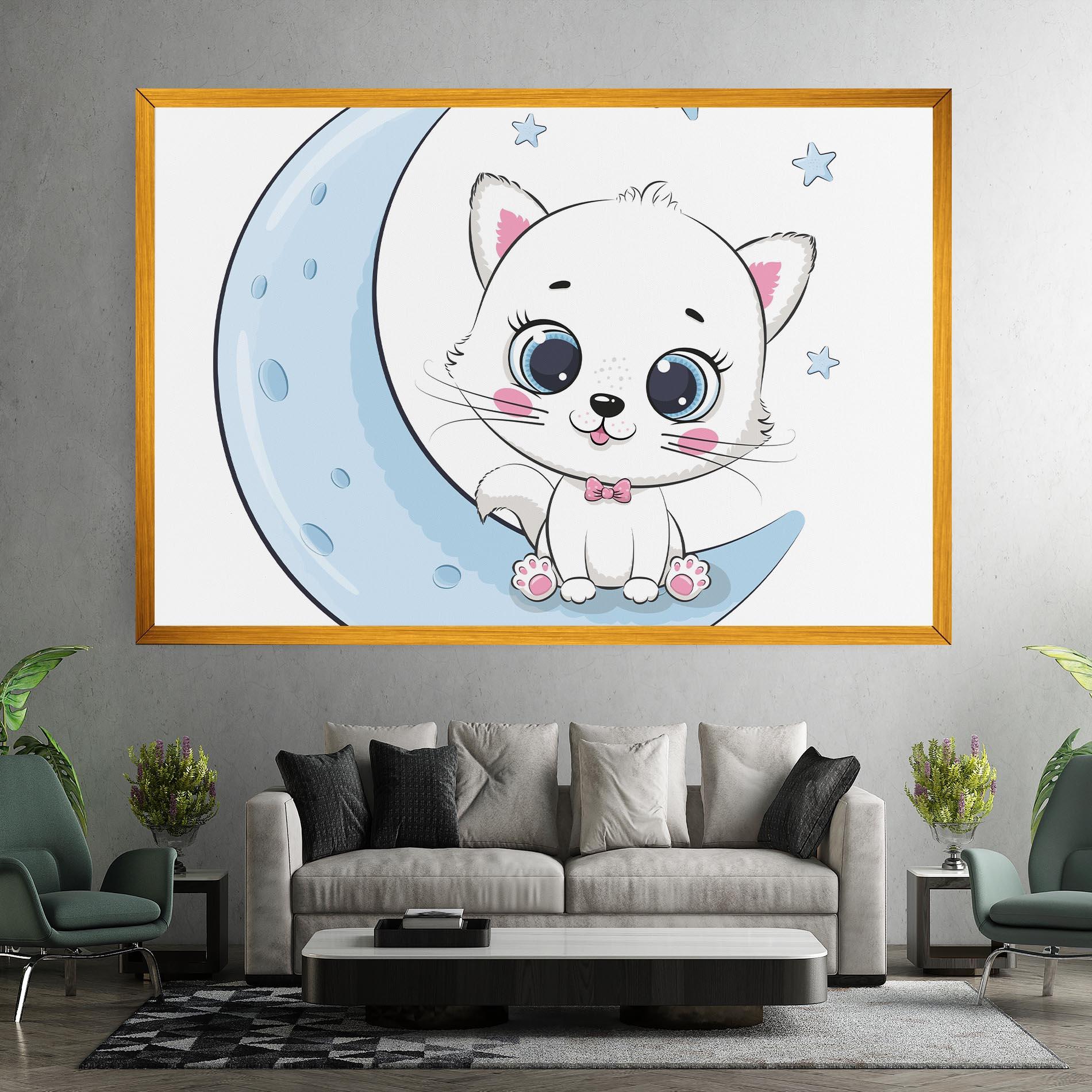 Картина на платно Blue Moon Cat mockup 7