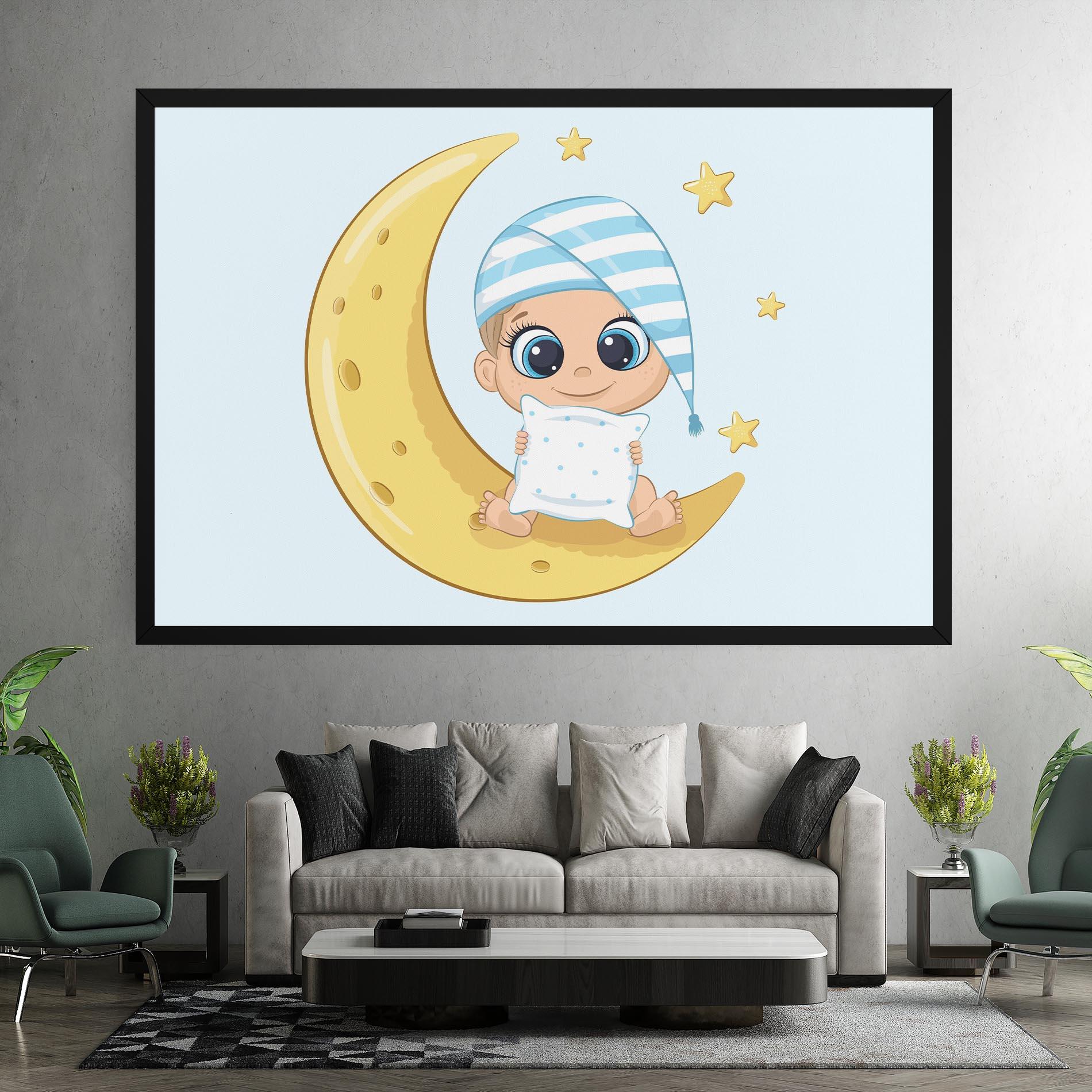 Картина на платно Baby On Moon mockup 7