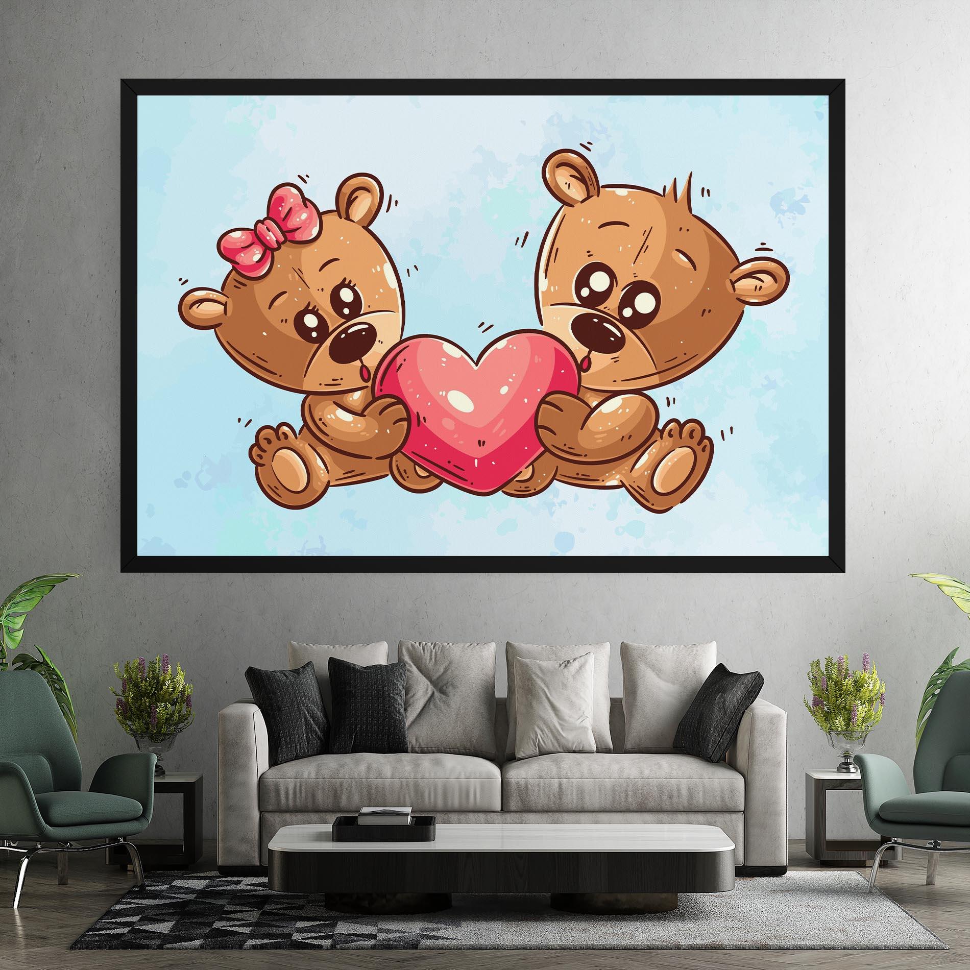 Картина на платно Bear Holding Heart mockup 7