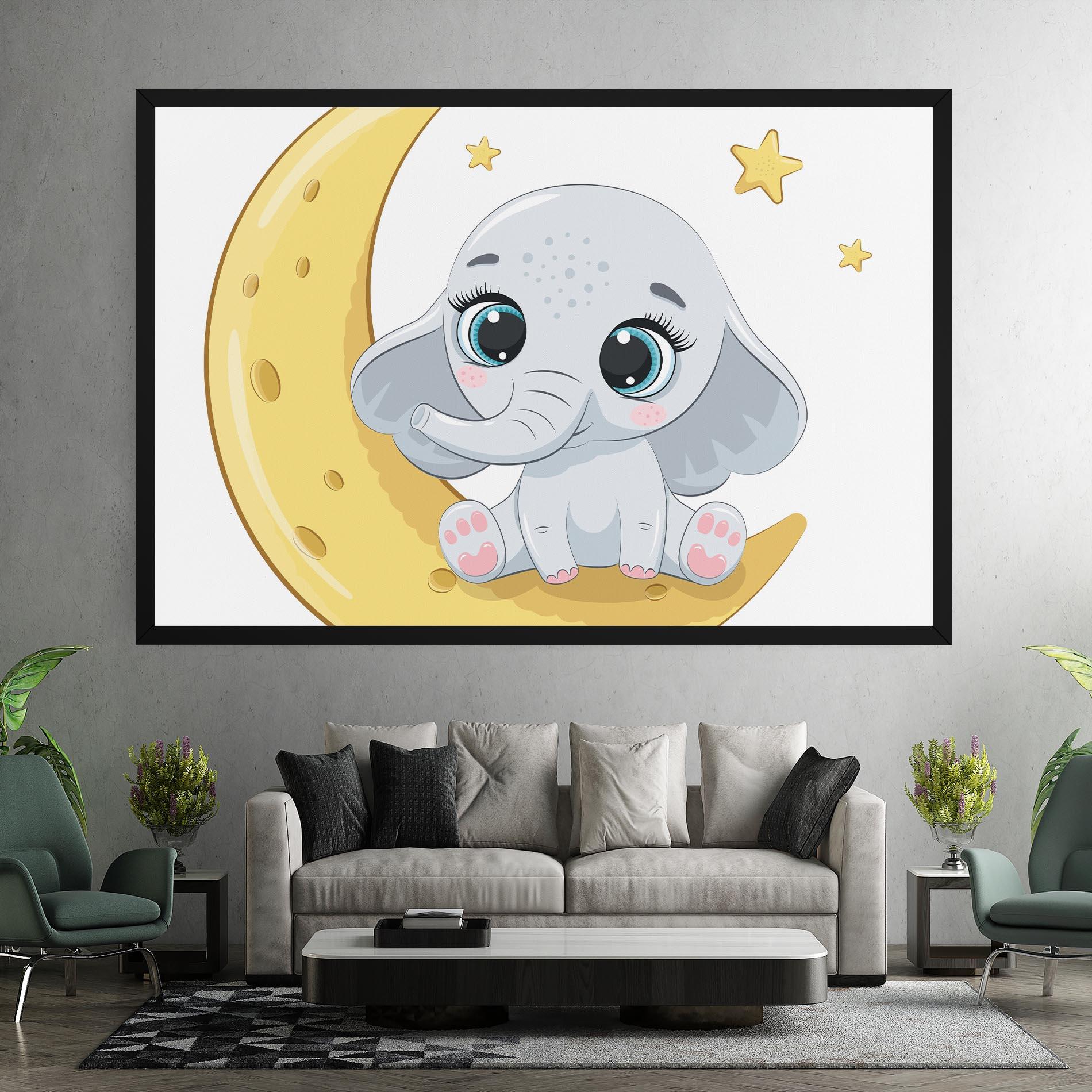 Картина на платно Cute Elephant Moon mockup 7