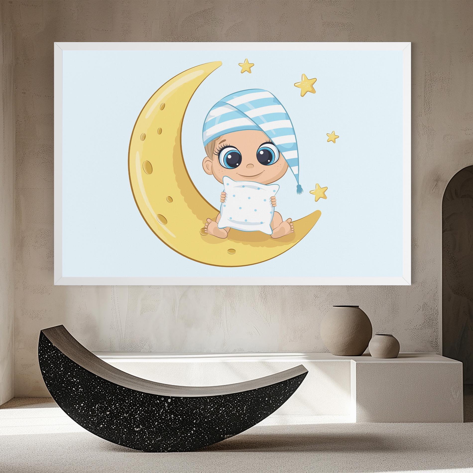 Картина на платно Baby On Moon mockup 8
