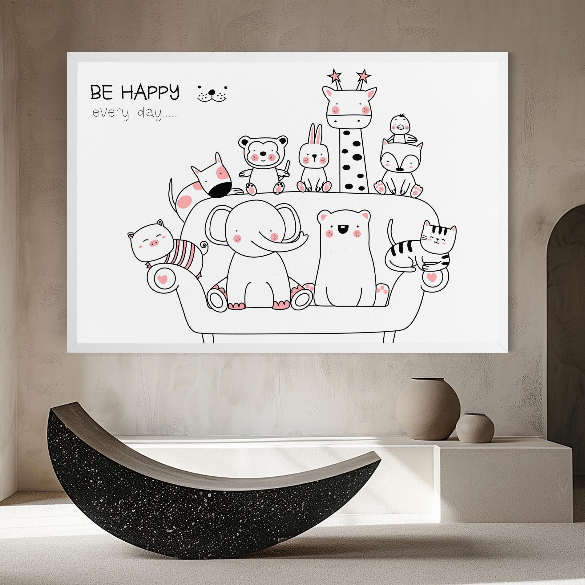 Картина на платно Be Happy Animals mockup 8
