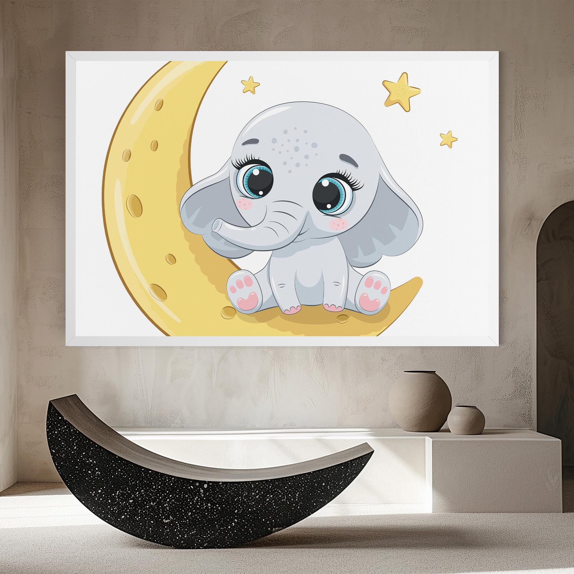 Картина на платно Cute Elephant Moon mockup 8