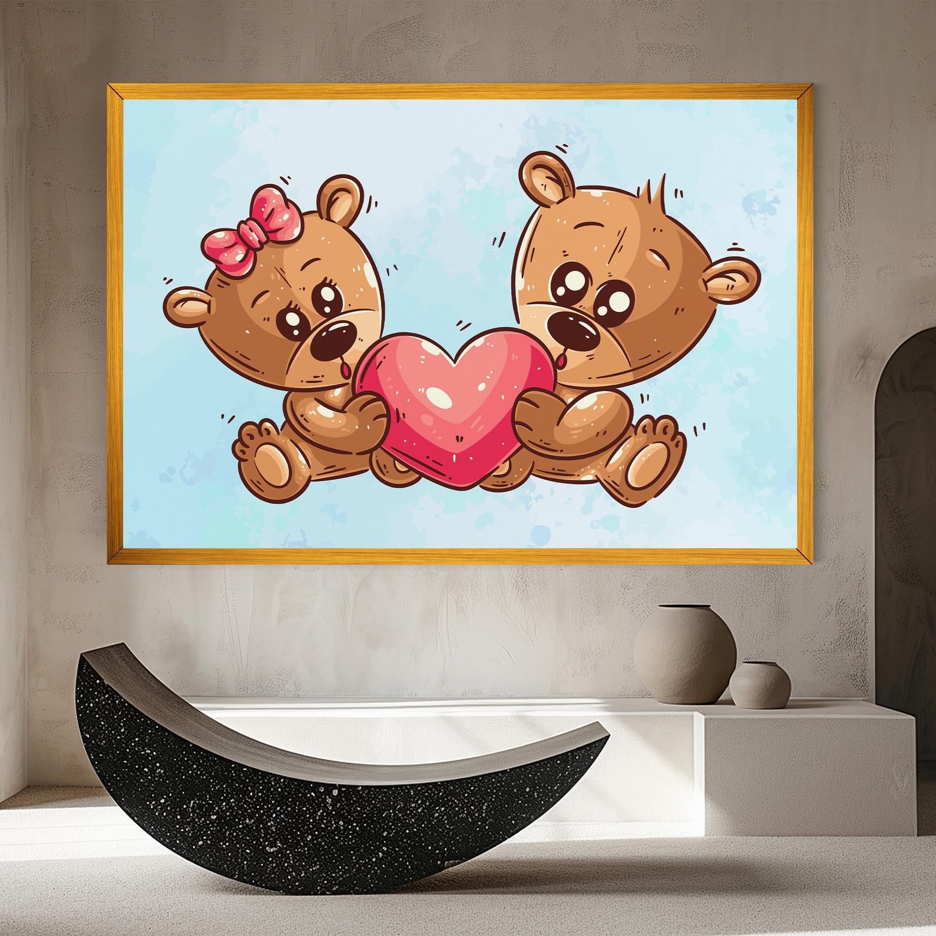 Картина на платно Bear Holding Heart mockup 8