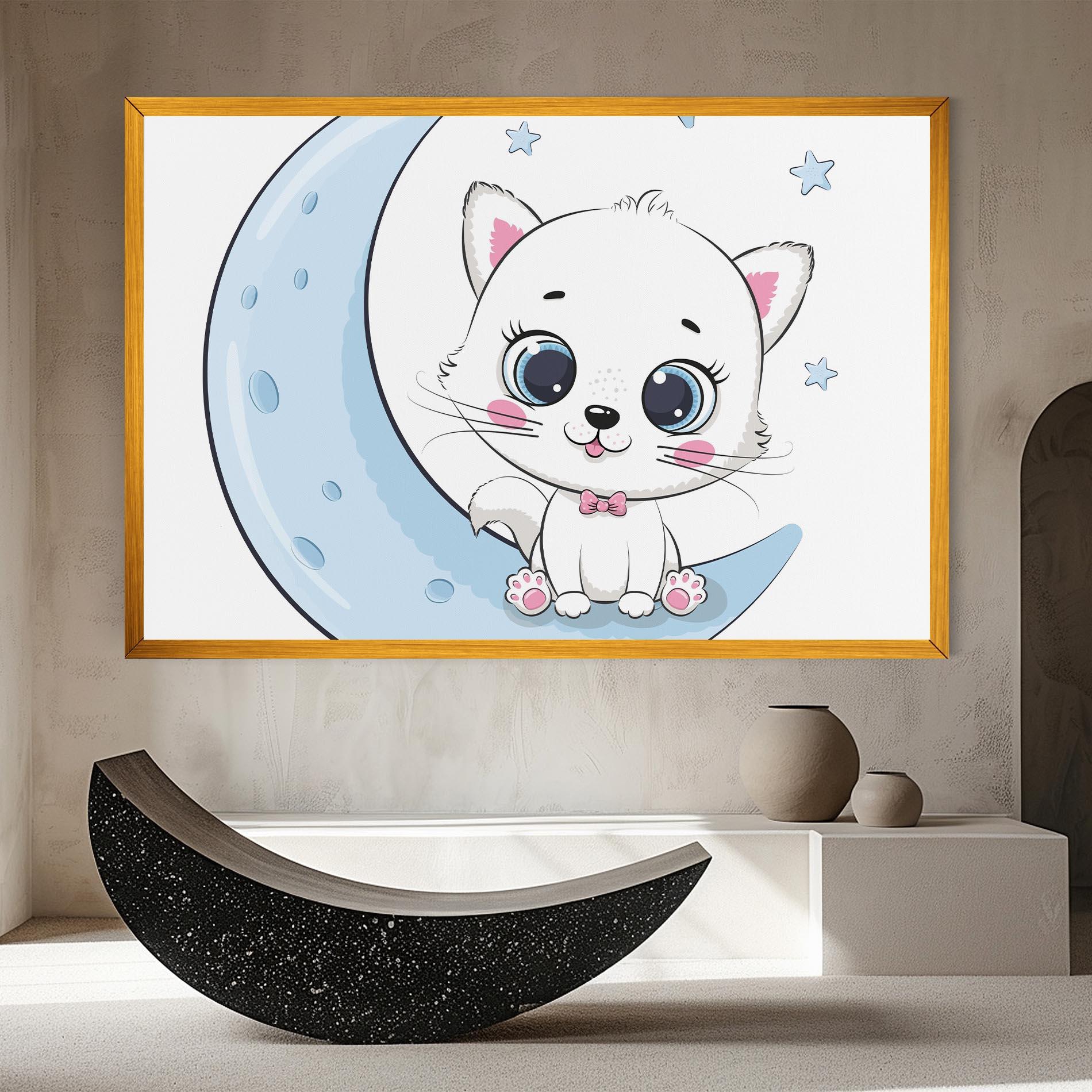 Картина на платно Blue Moon Cat mockup 8