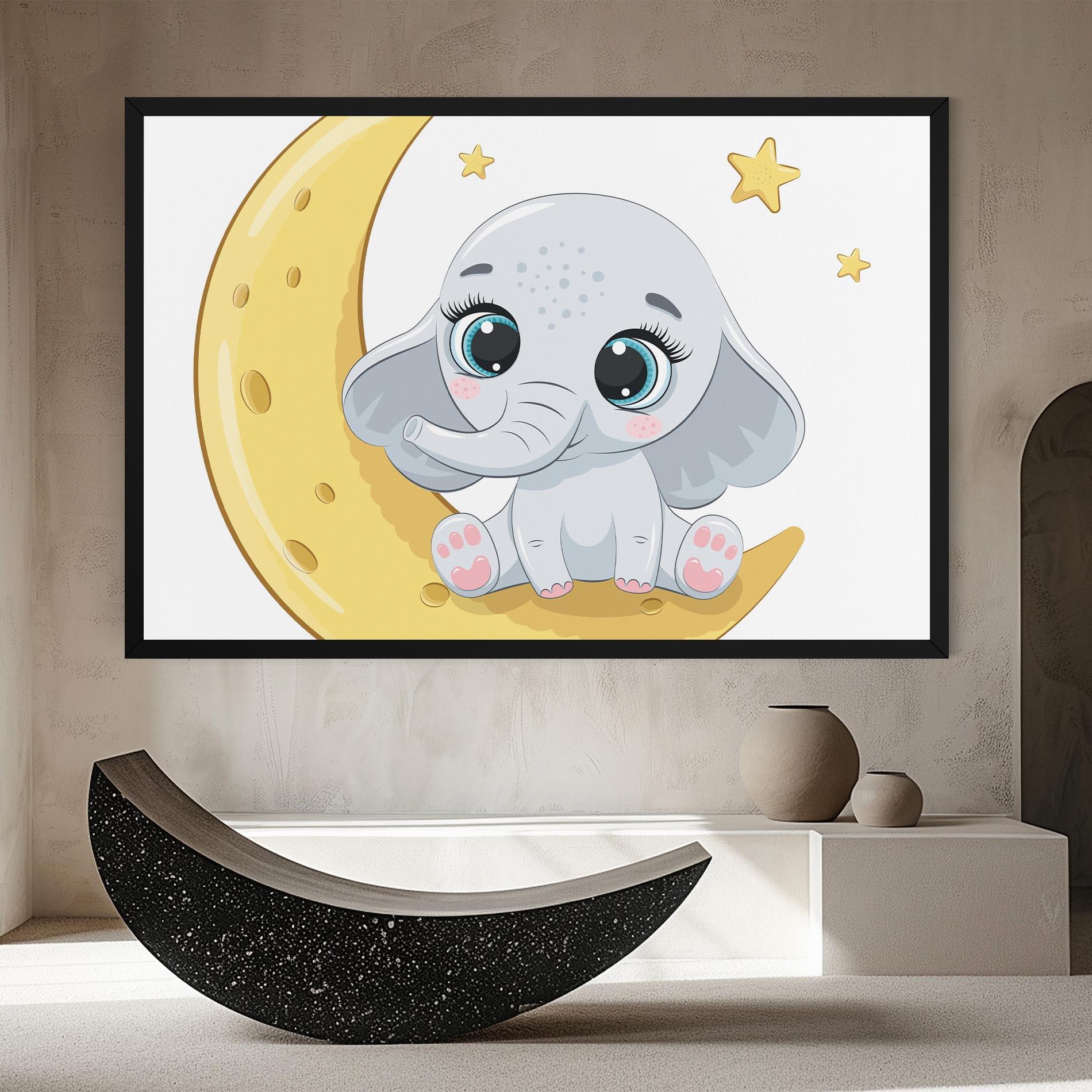 Картина на платно Cute Elephant Moon mockup 8