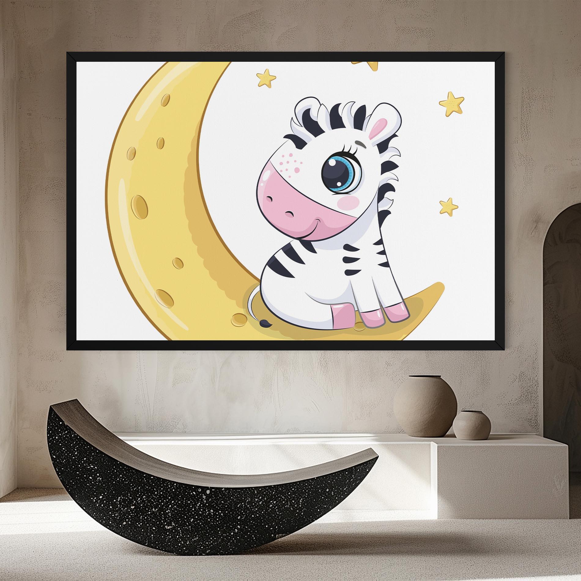 Картина на платно Cute Zebra Moon mockup 8
