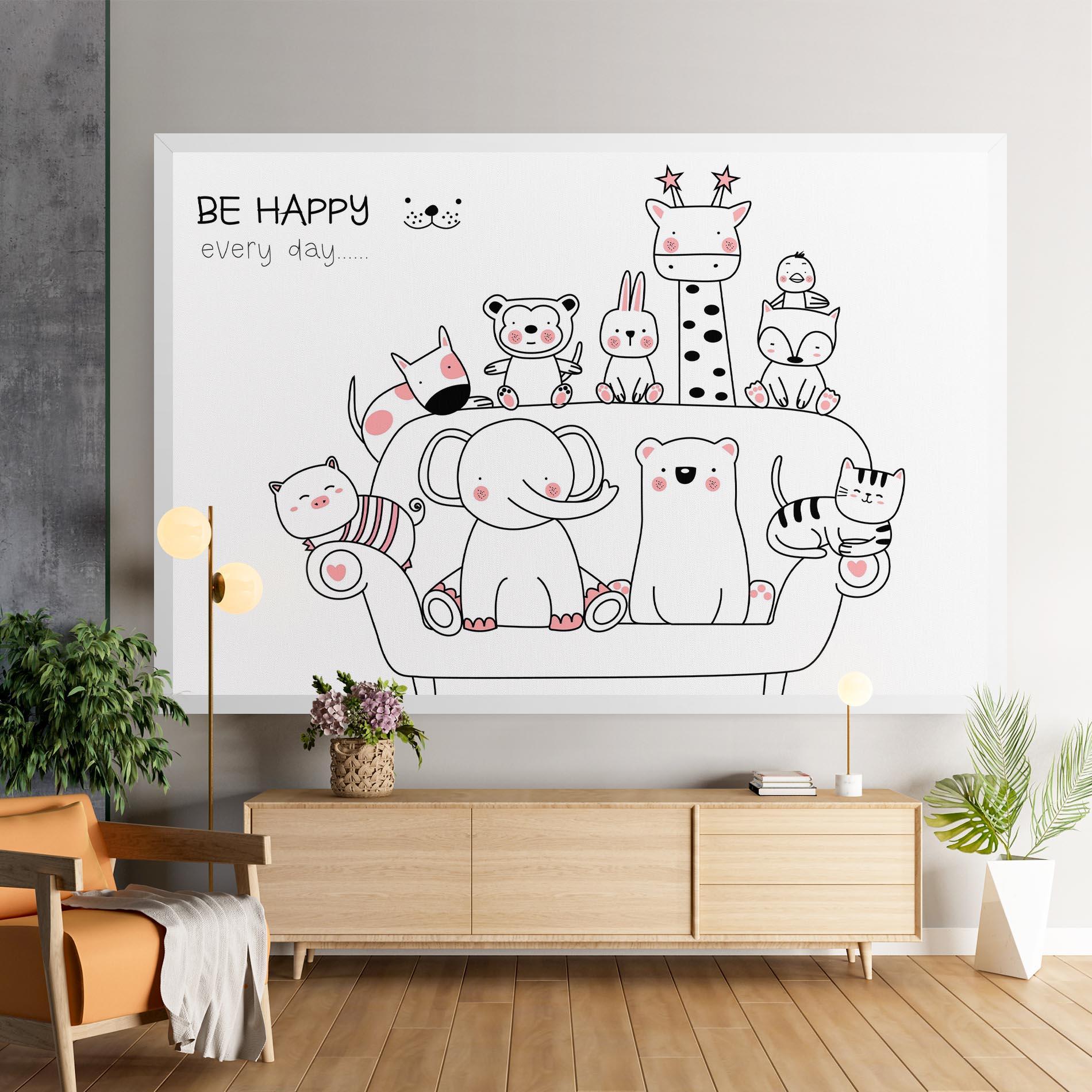 Картина на платно Be Happy Animals mockup 9