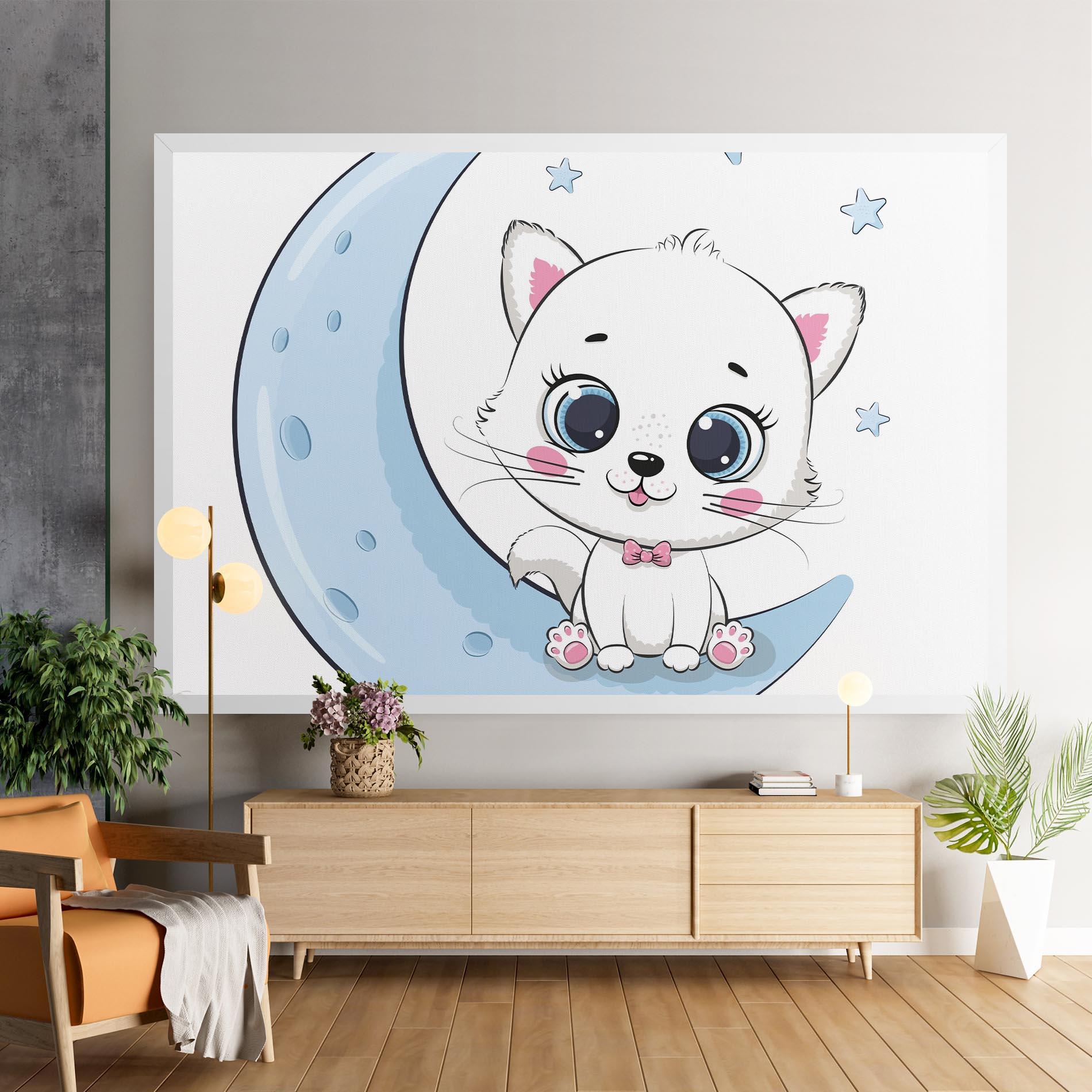 Картина на платно Blue Moon Cat mockup 9