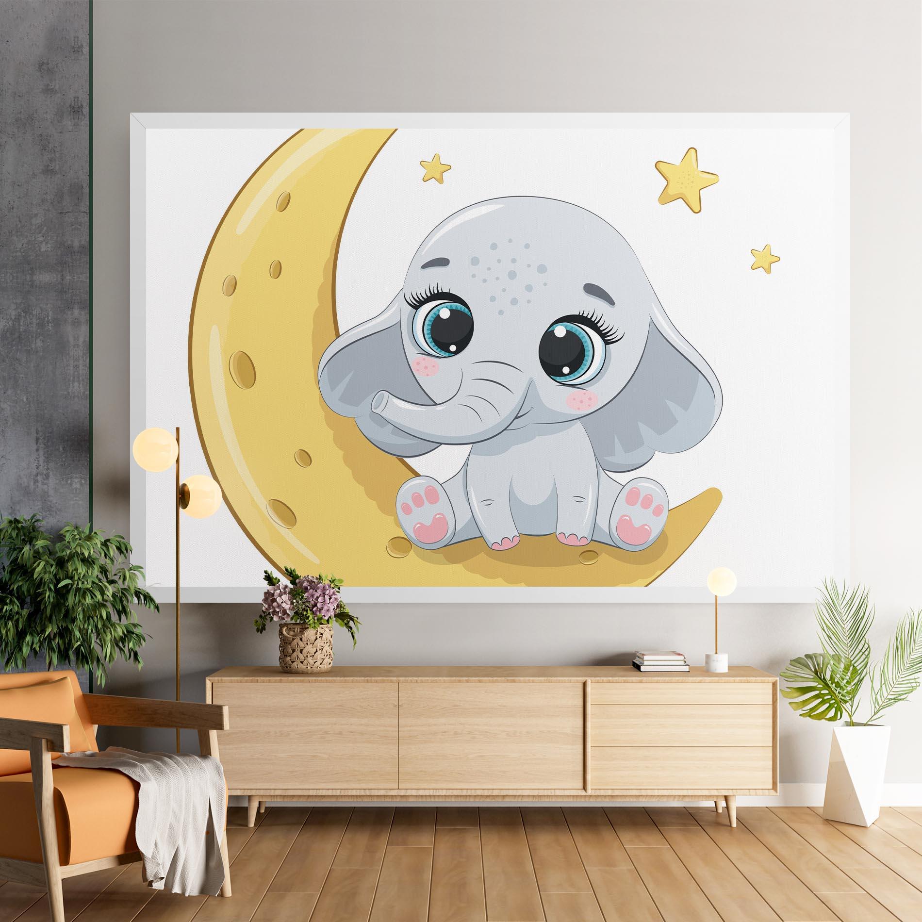 Картина на платно Cute Elephant Moon mockup 9