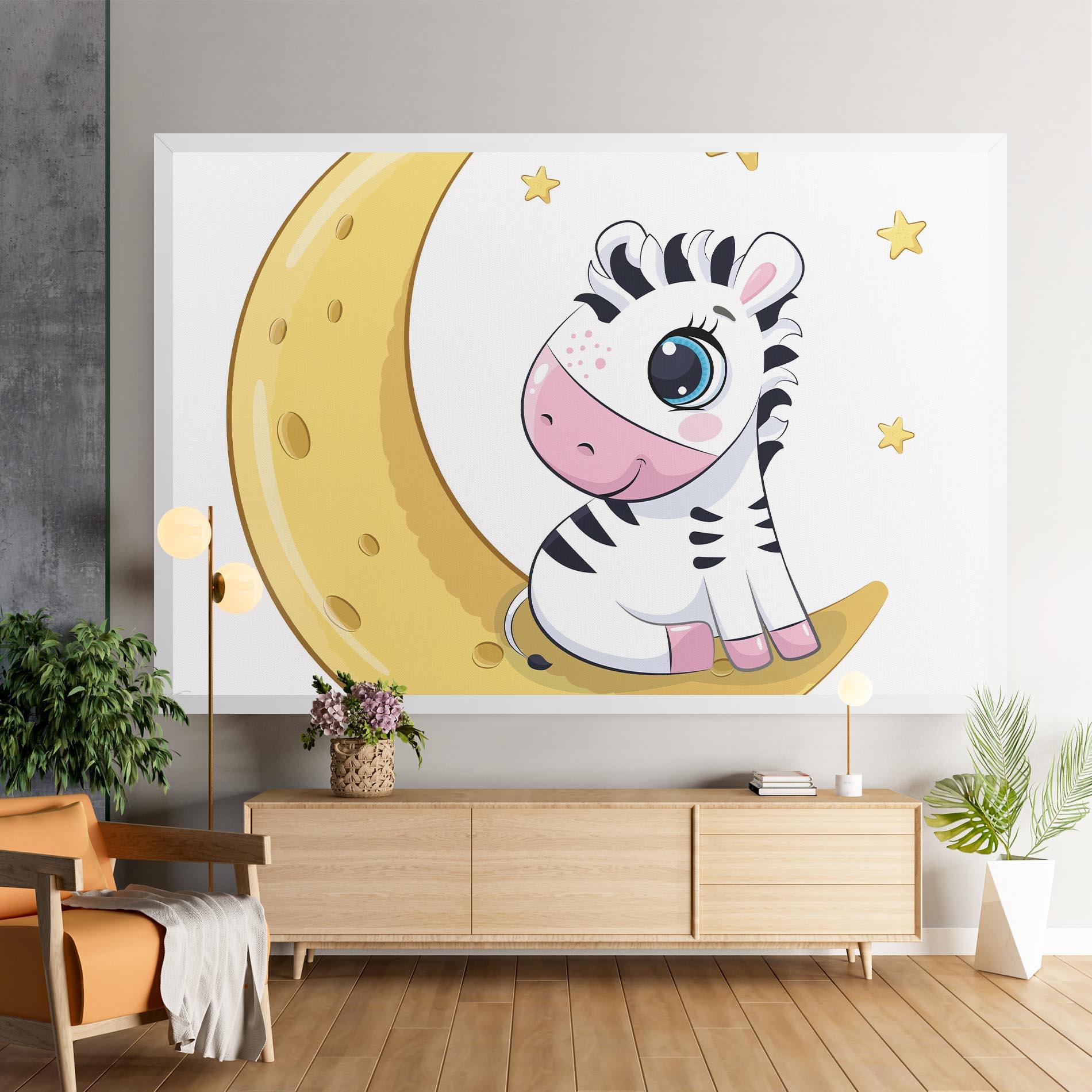 Картина на платно Cute Zebra Moon mockup 9