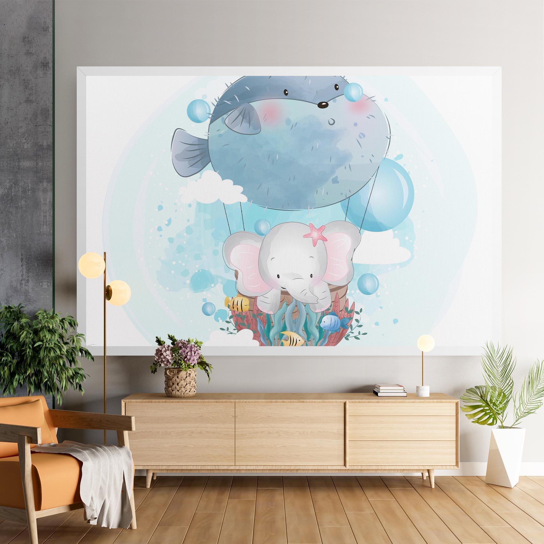 Картина на платно Swiming Elephant mockup 9