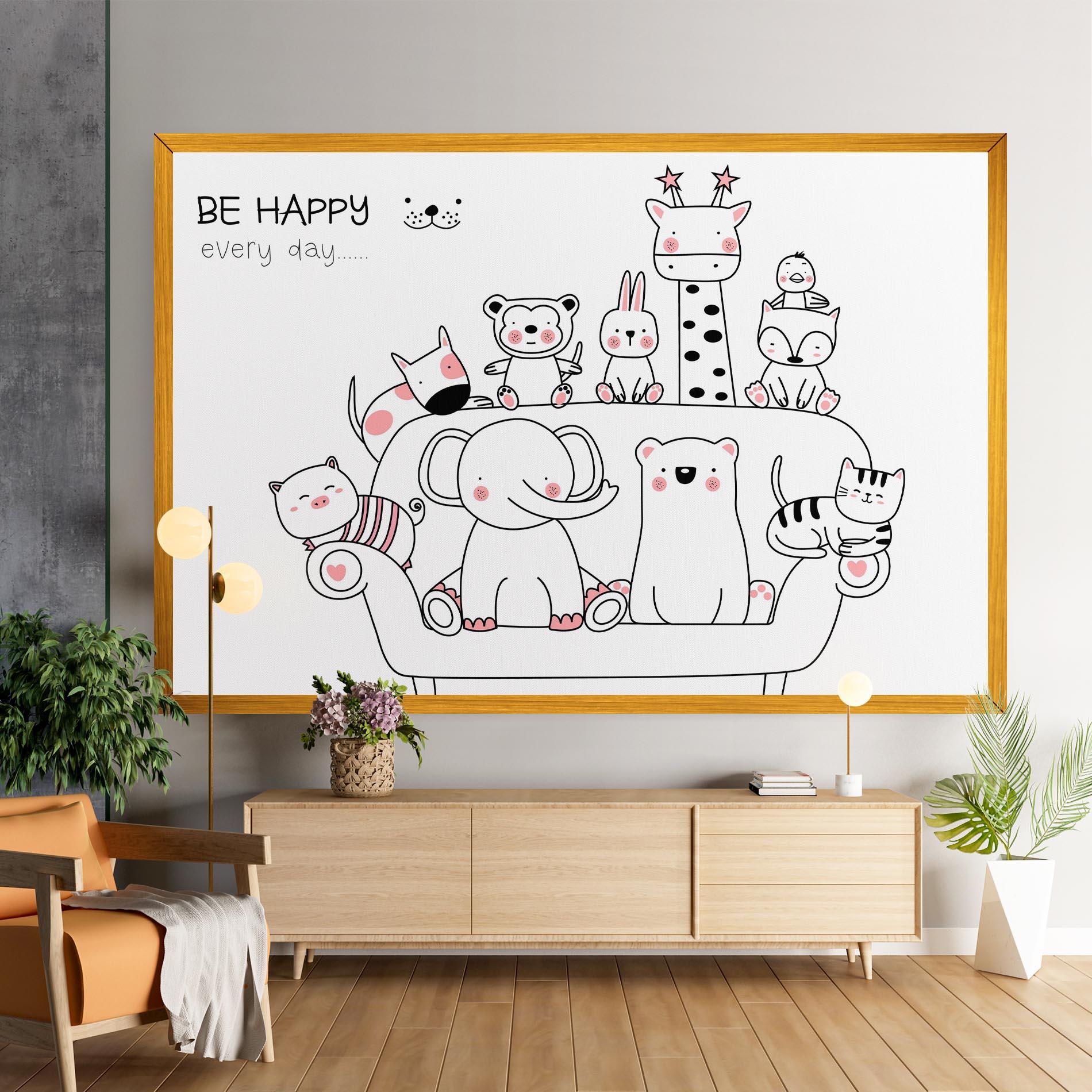 Картина на платно Be Happy Animals mockup 9