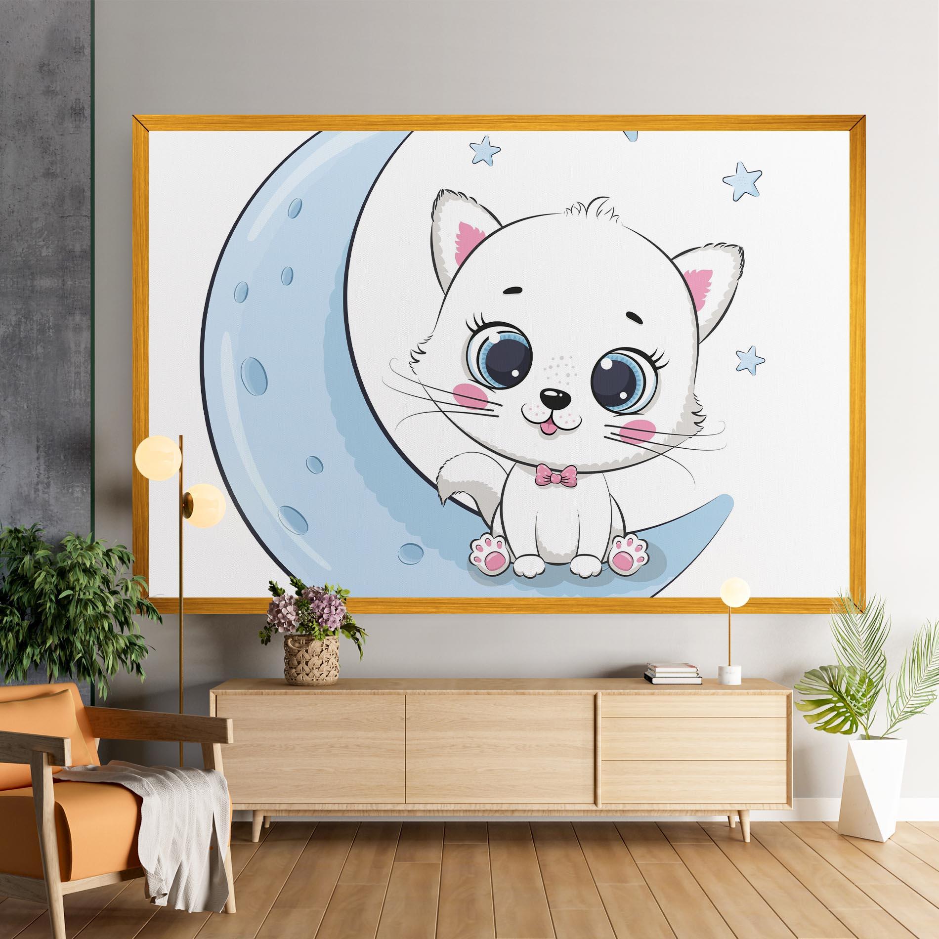 Картина на платно Blue Moon Cat mockup 9