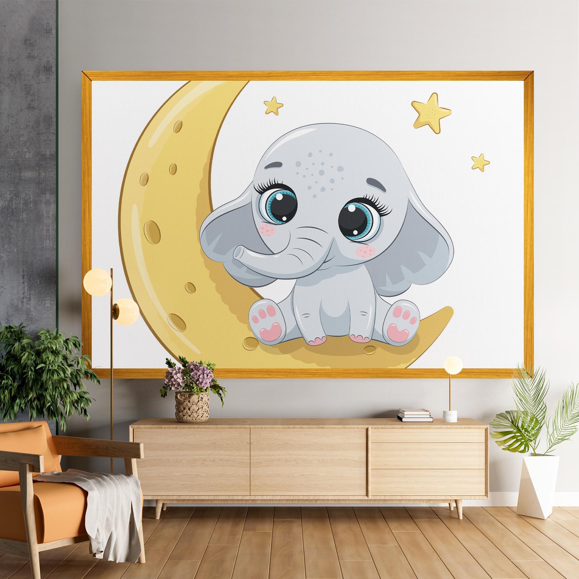 Картина на платно Cute Elephant Moon mockup 9