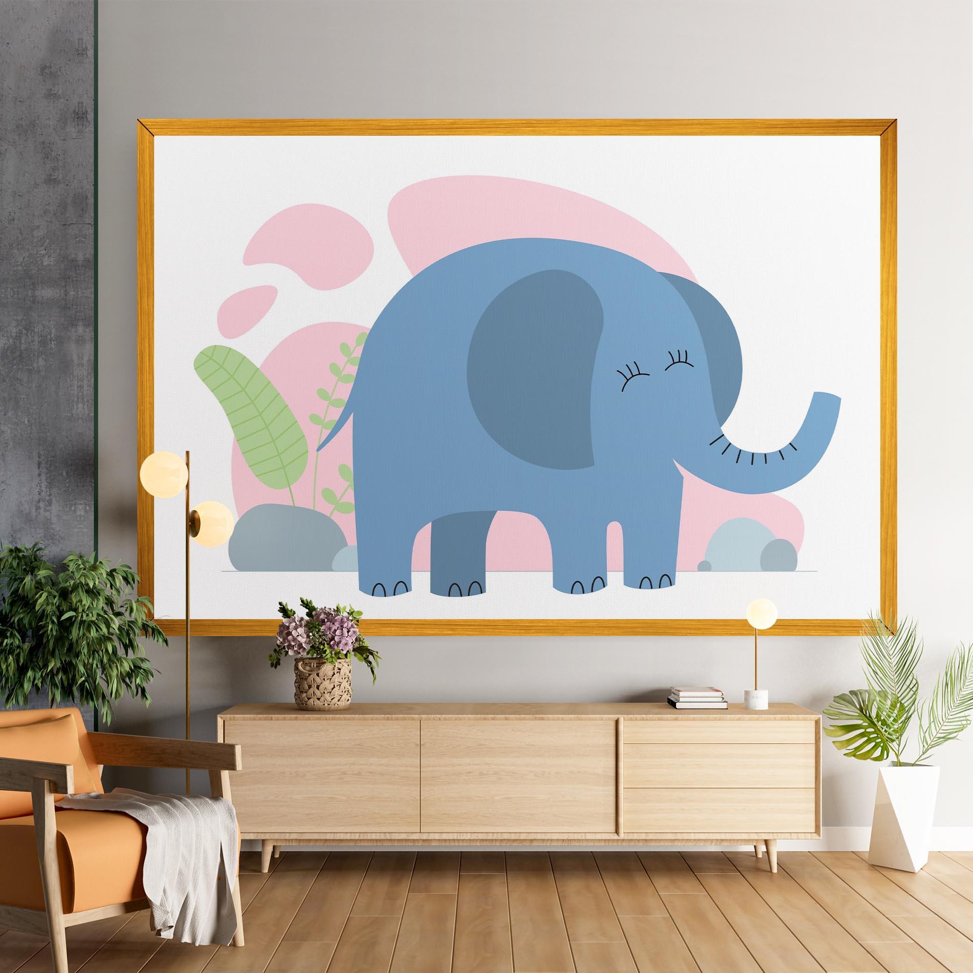 Картина на платно Leaf Cute Elephant mockup 9
