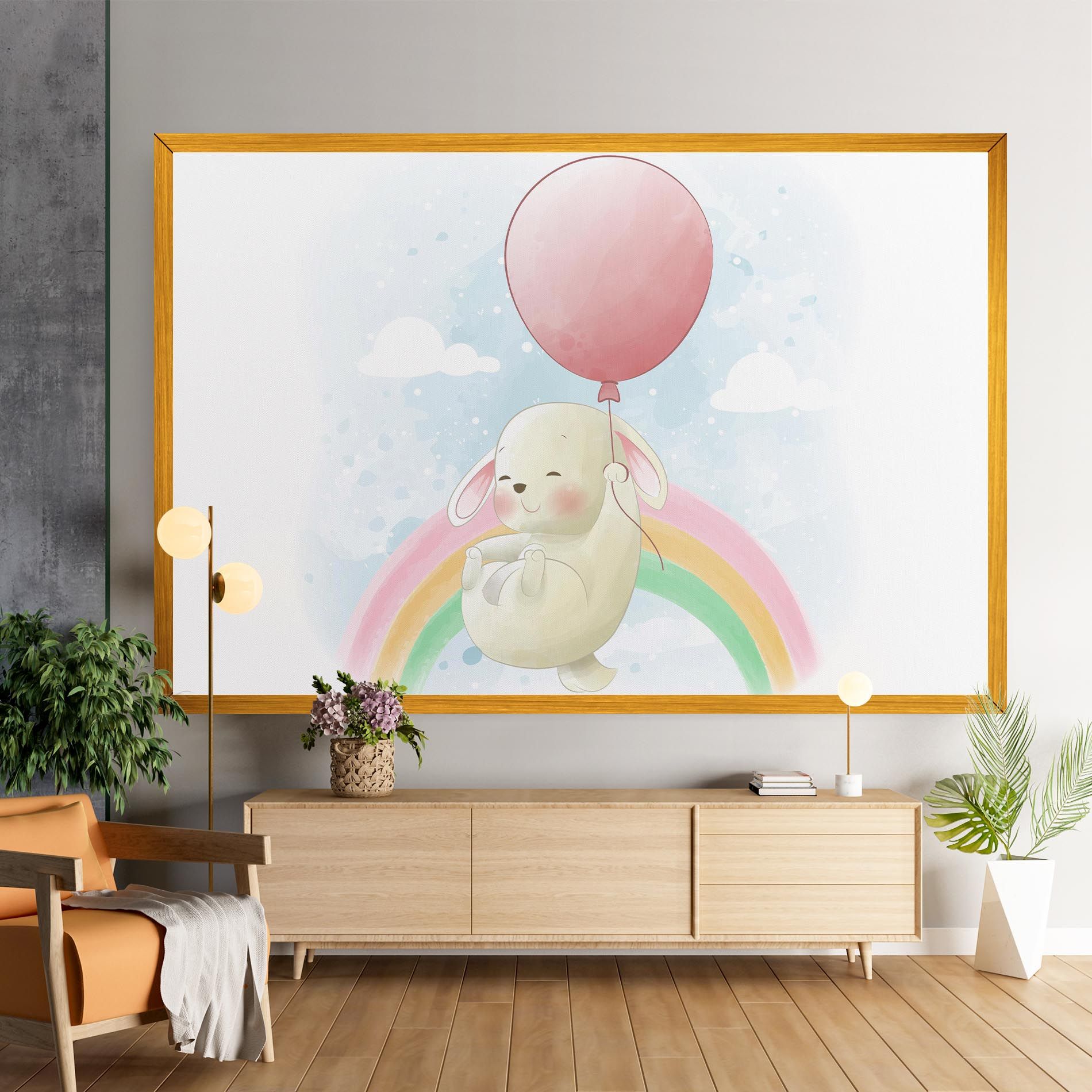 Rainbow Bunny Art mockup 9