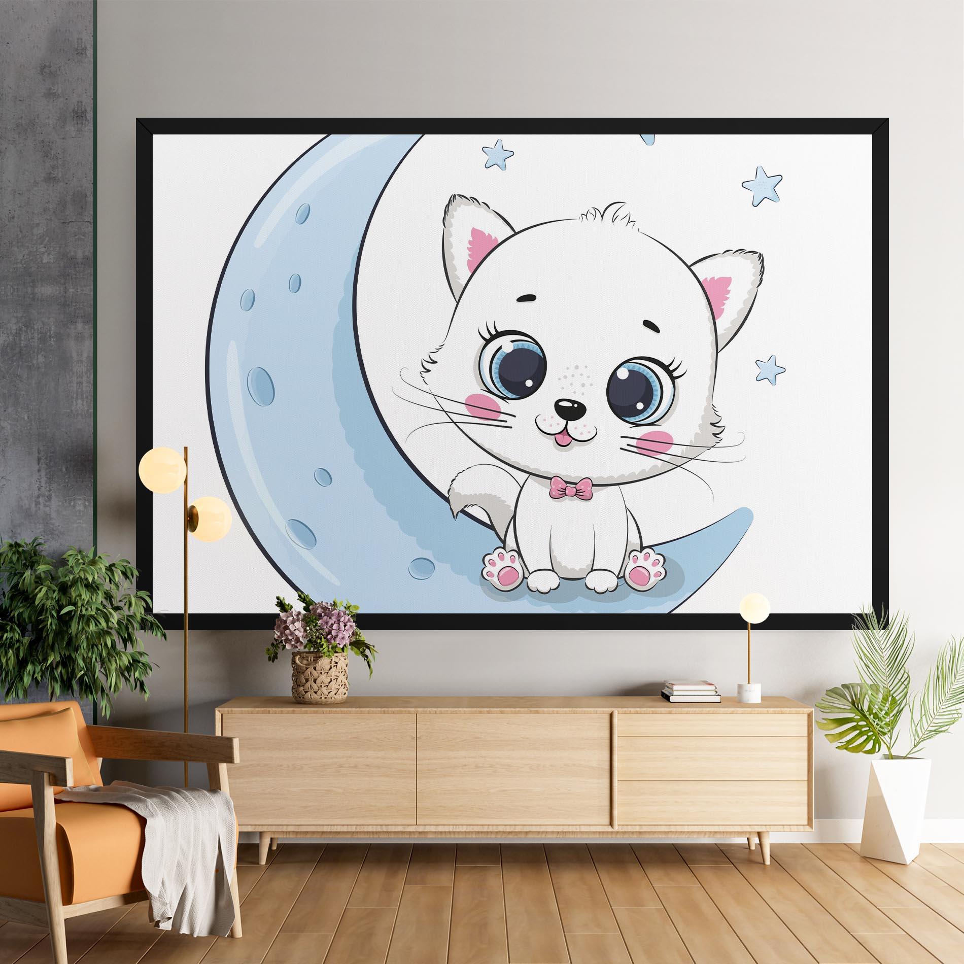Картина на платно Blue Moon Cat mockup 9