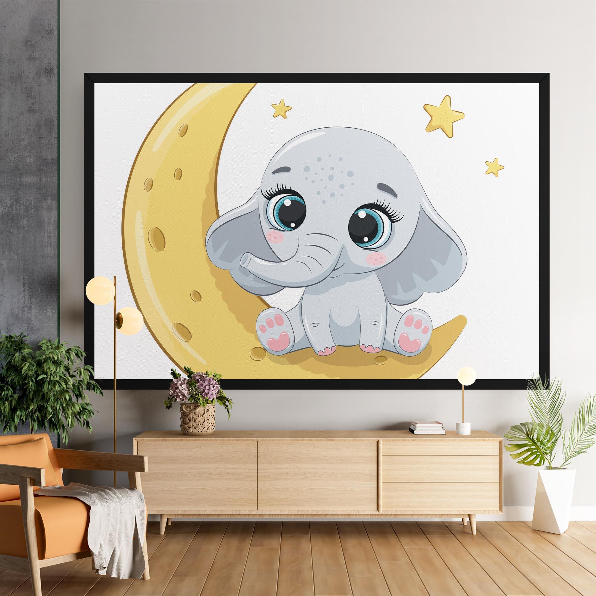 Картина на платно Cute Elephant Moon mockup 9