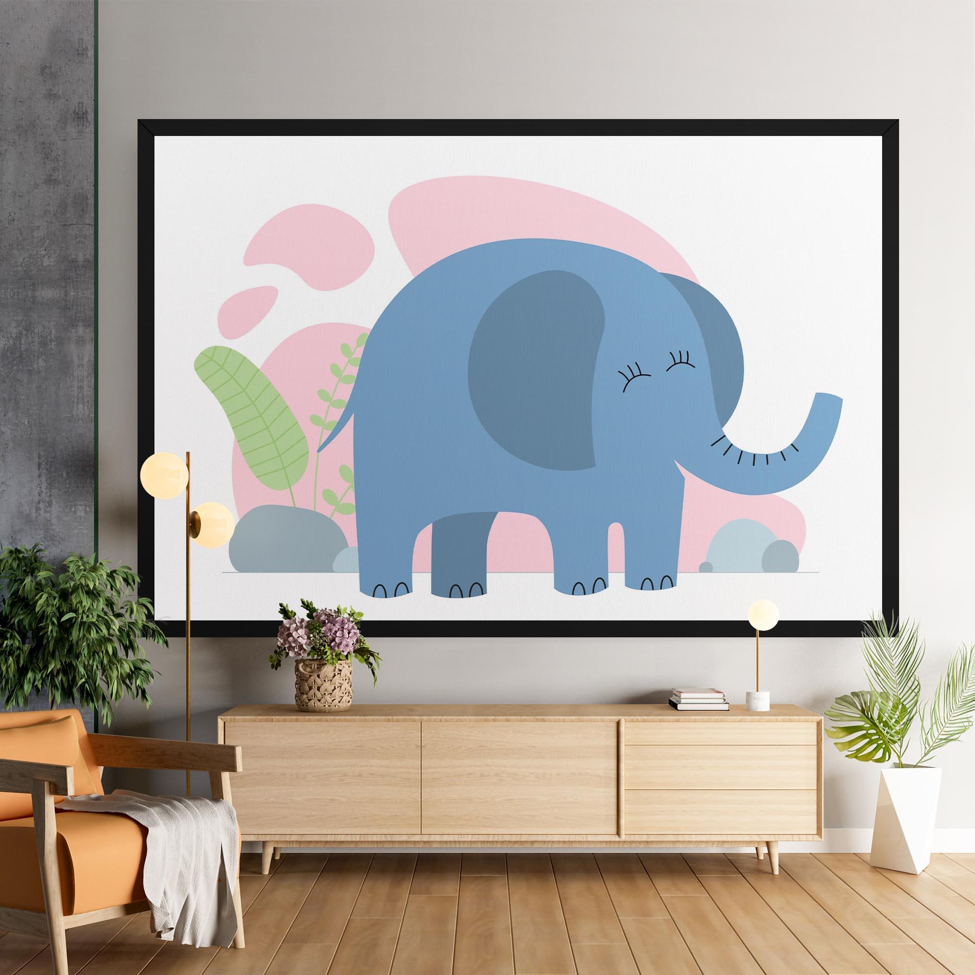 Картина на платно Leaf Cute Elephant mockup 9