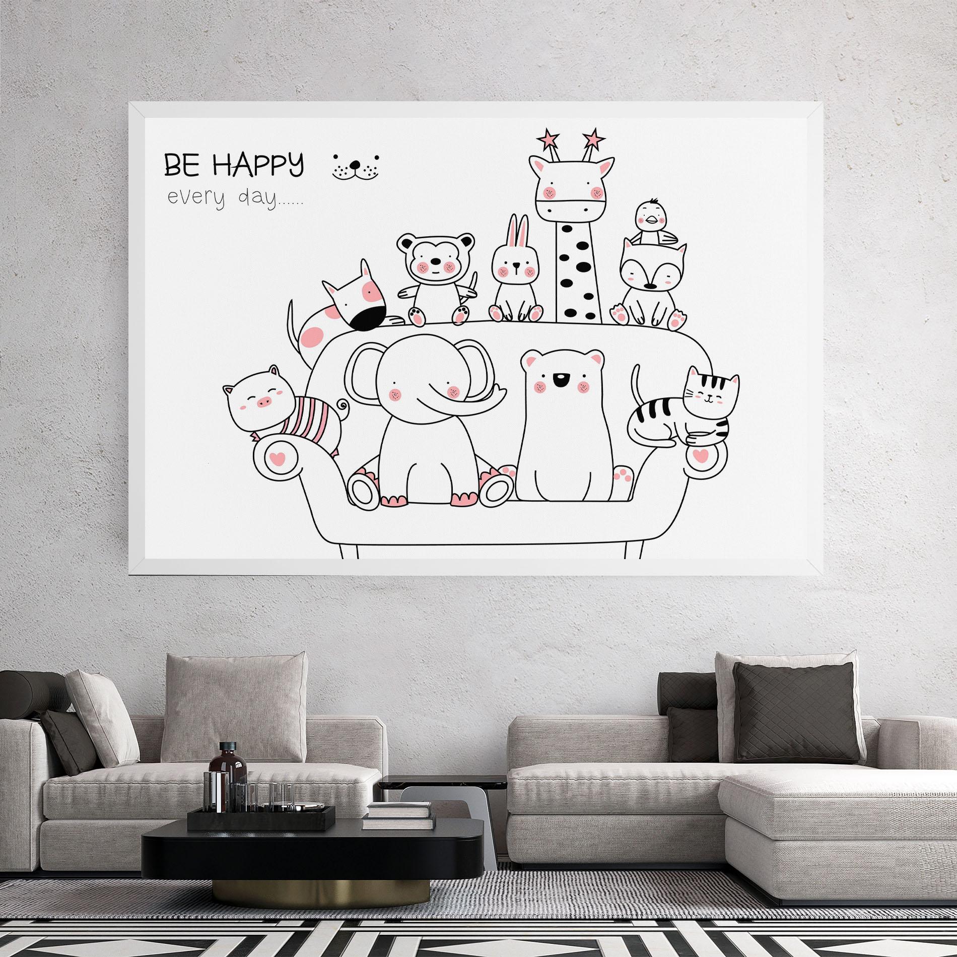 Картина на платно Be Happy Animals mockup 2