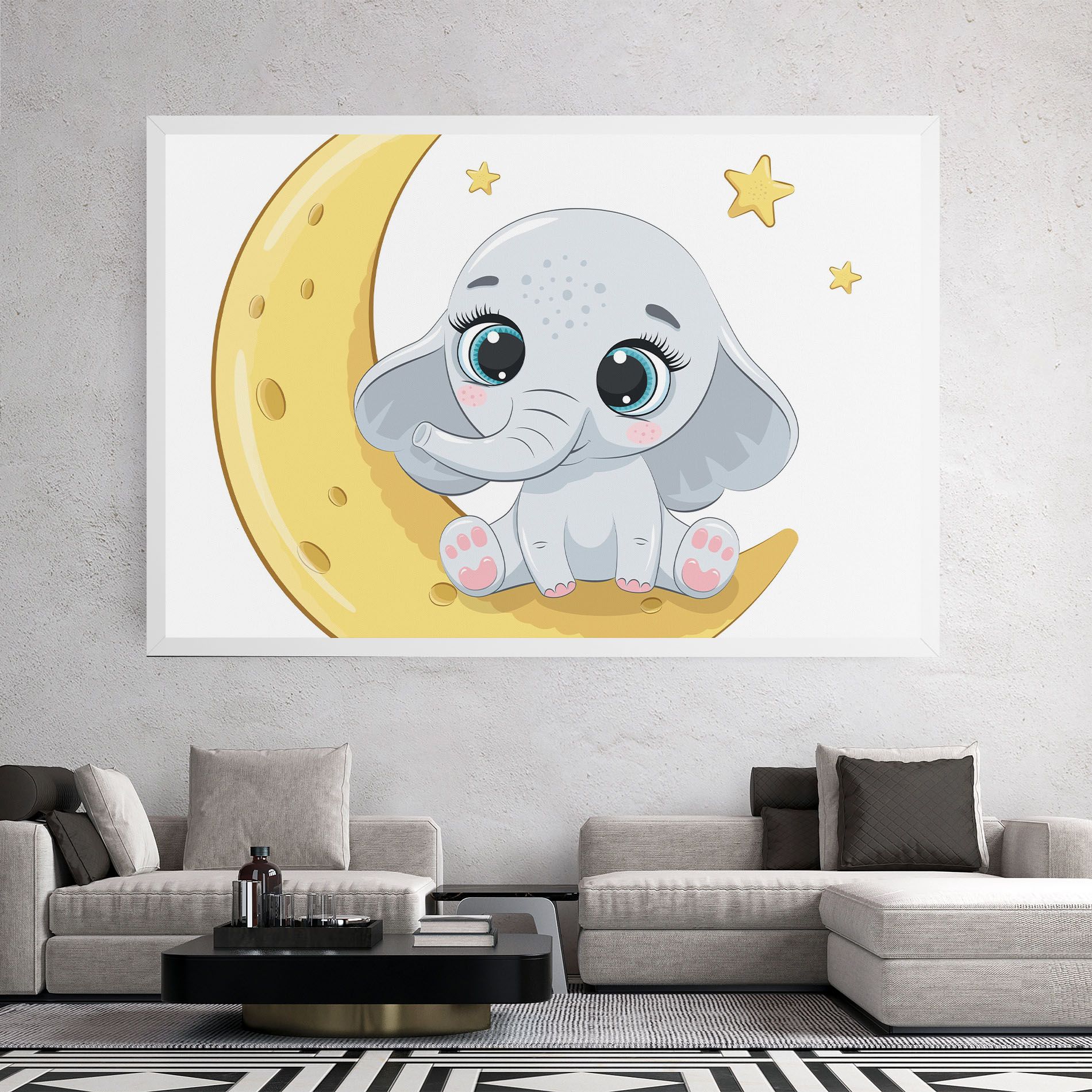 Cute Elephant Moon mockup 2