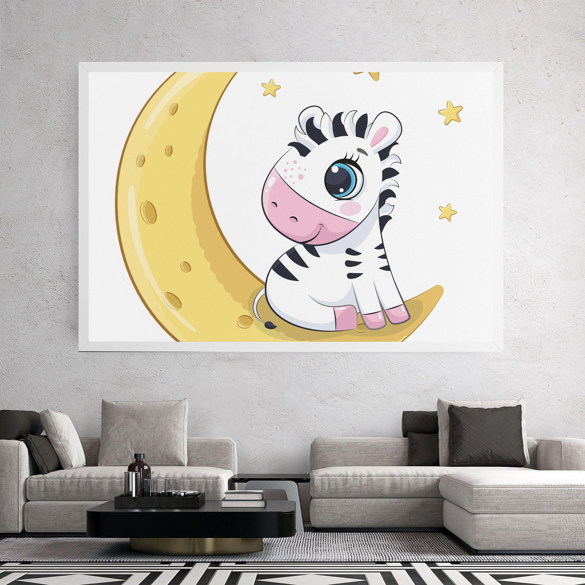 Картина на платно Cute Zebra Moon mockup 2