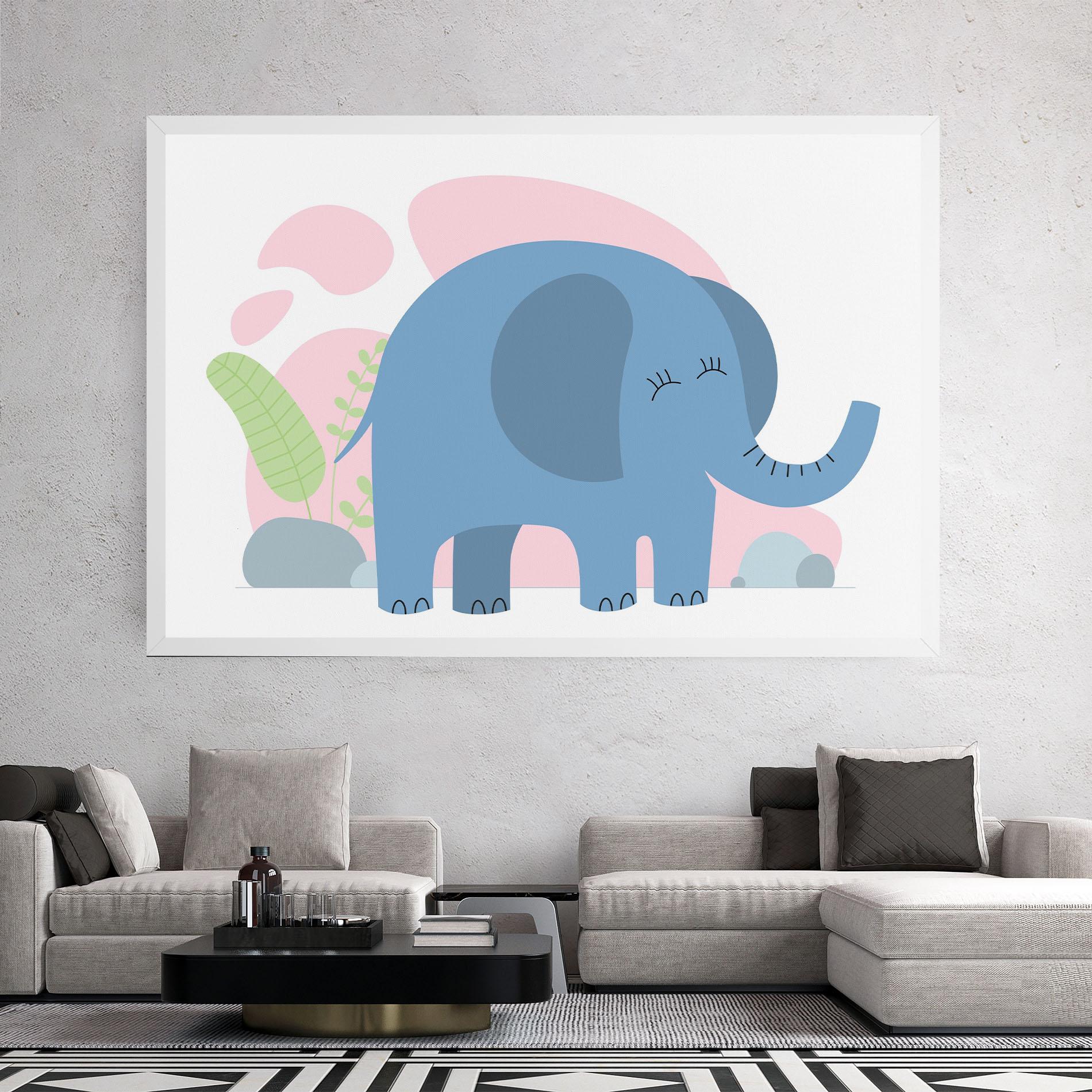 Картина на платно Leaf Cute Elephant mockup 2