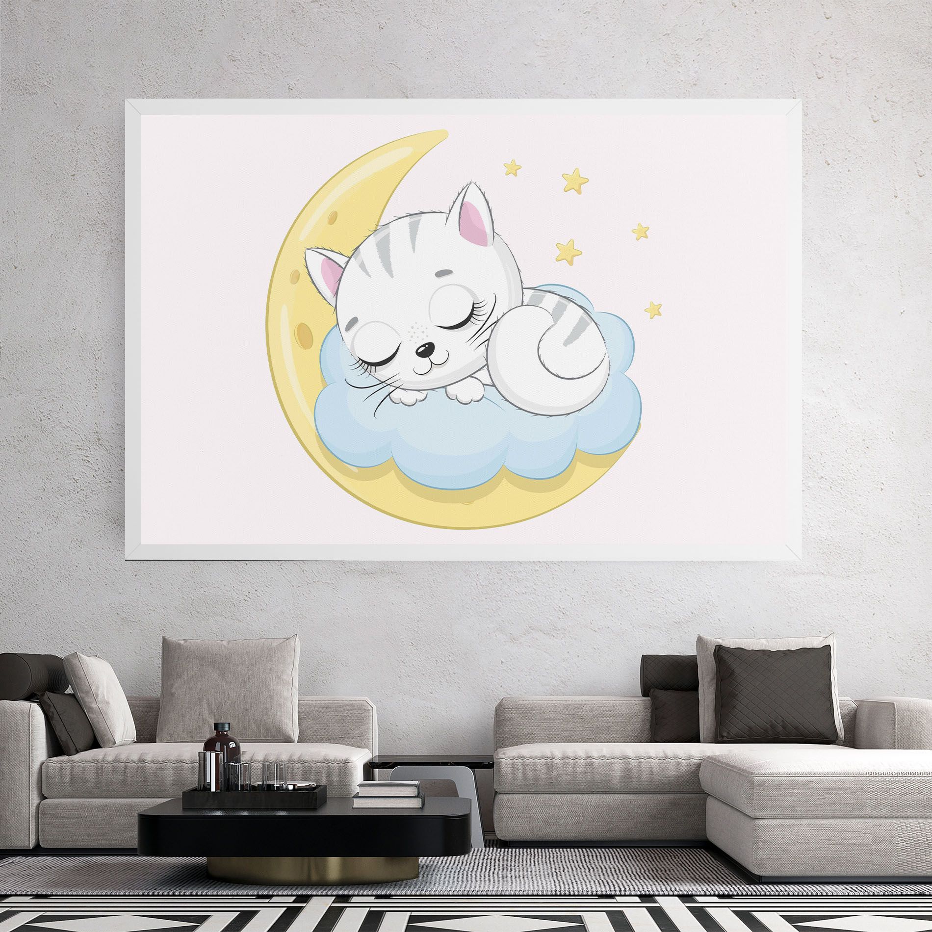 Moon Cat Sleeping mockup 2