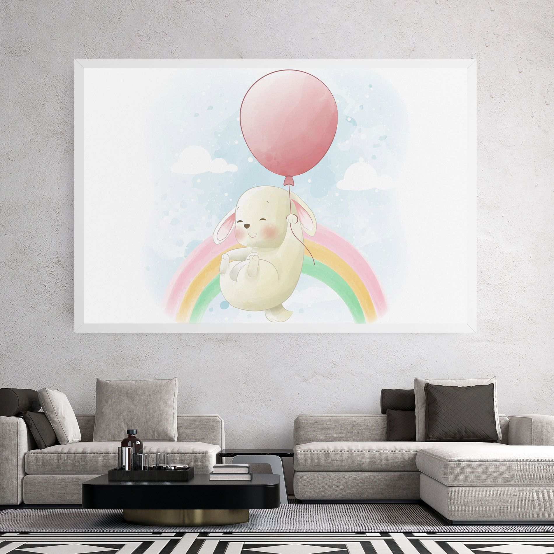 Rainbow Bunny Art mockup 2