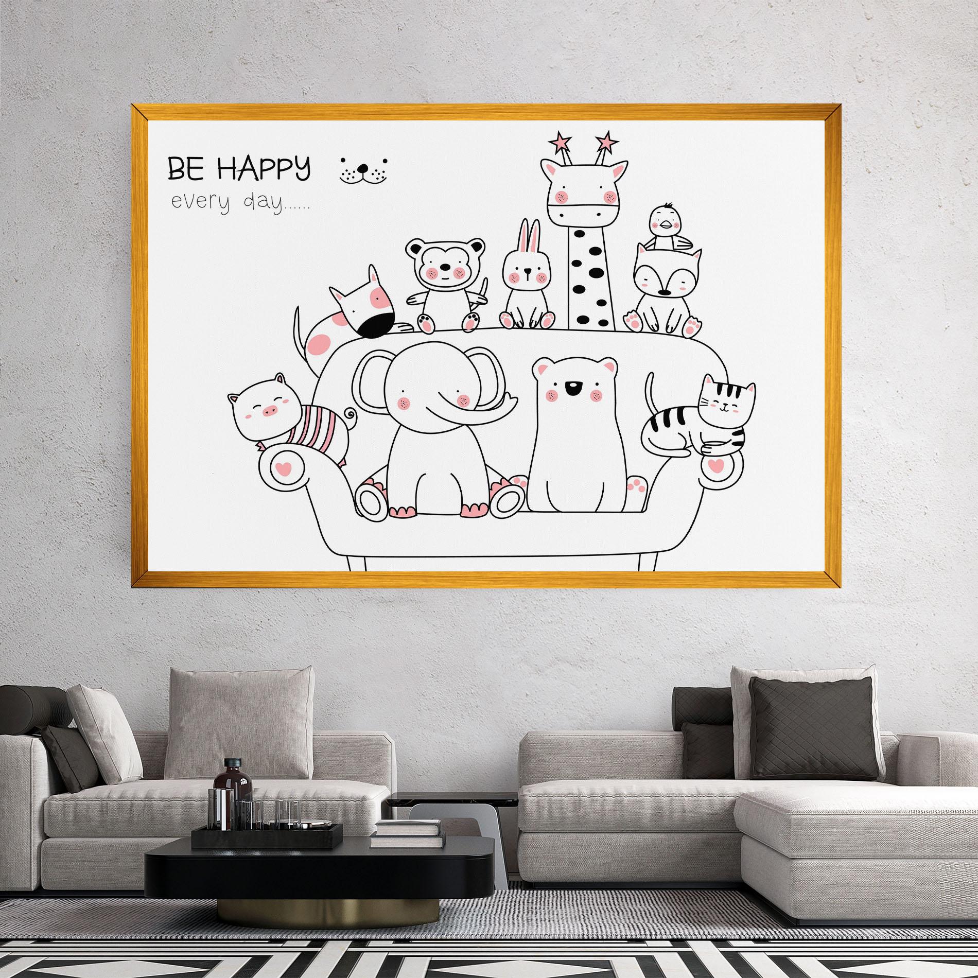 Картина на платно Be Happy Animals mockup 2